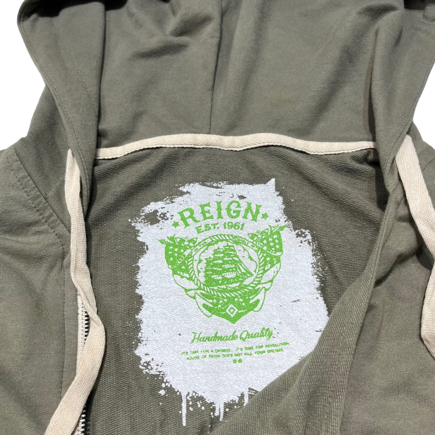 REIGN(レイン) sleeveless biker hoodie ノースリーブ ライダース パーカー L カーキ