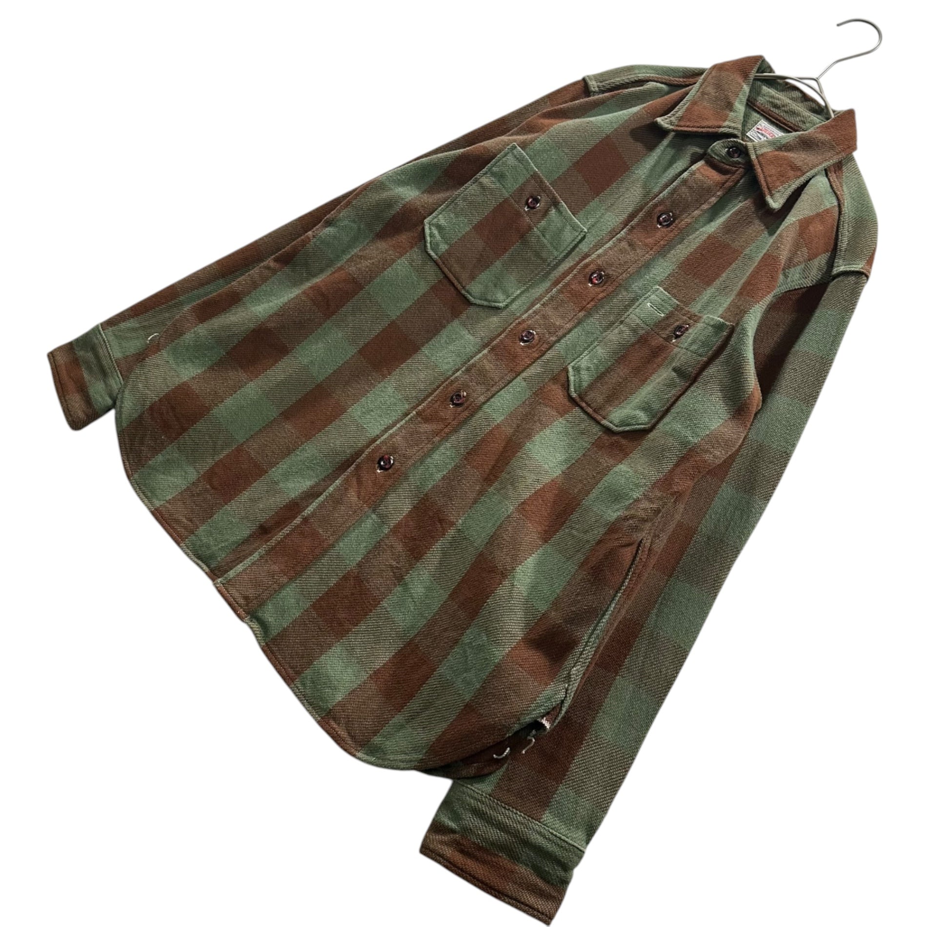 WAREHOUSE(ウエアハウス) Cotton Flannel Shirt - Buffalo Check コットン フランネル シャツ - バッファロー チェック 15-15 1/2(M程度) グリーン×ブラウン