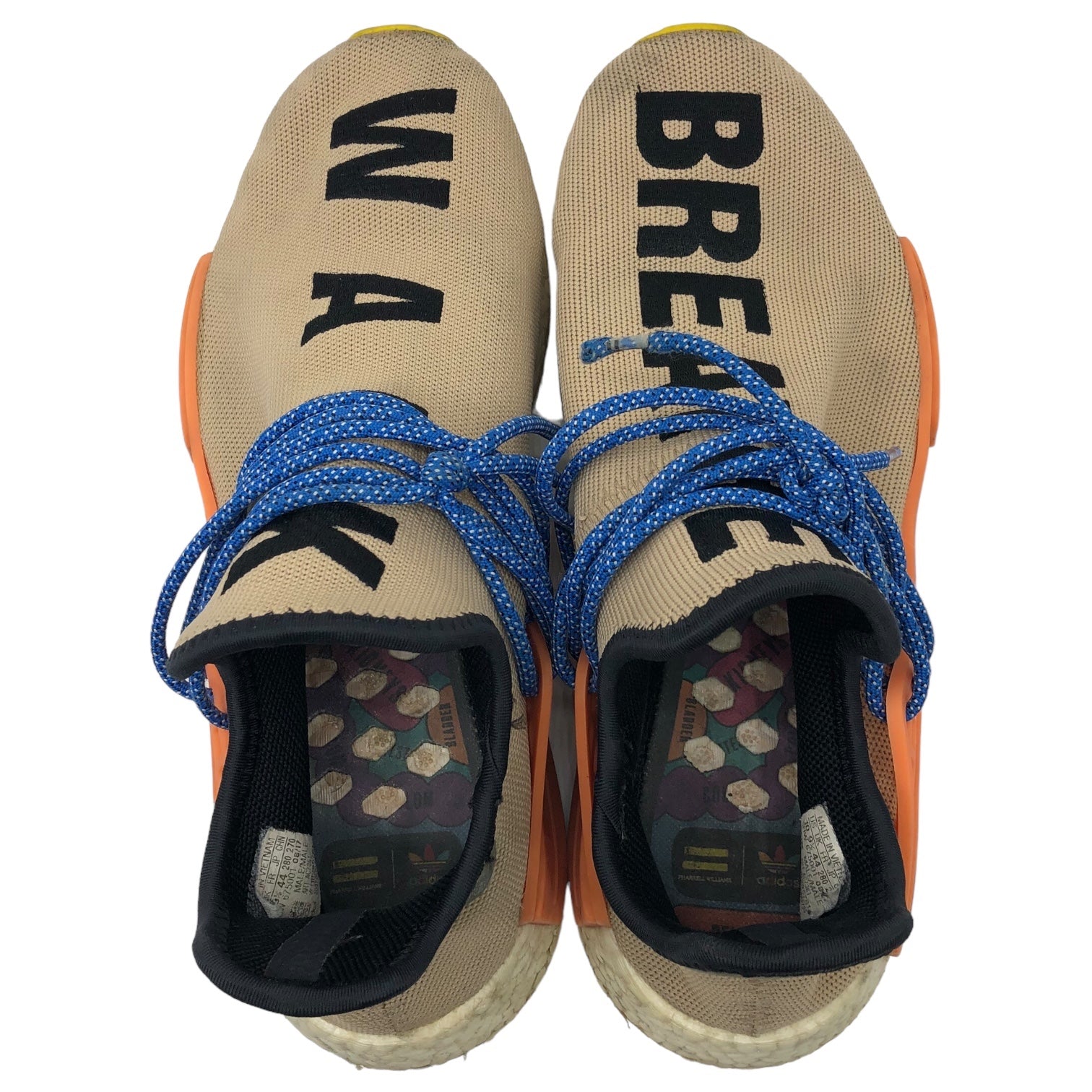 PHARRELL WILLIAMS × ADIDAS ORIGINALS(ファレルウィリアムス×アディダス) NMD HUMAN RACE TRAIL HU "PALE NUDE/CORE BLACK/YELLOW" NMD ヒューマン レース トレイル フー AC7361 28.0cm ベージュ×ブルー