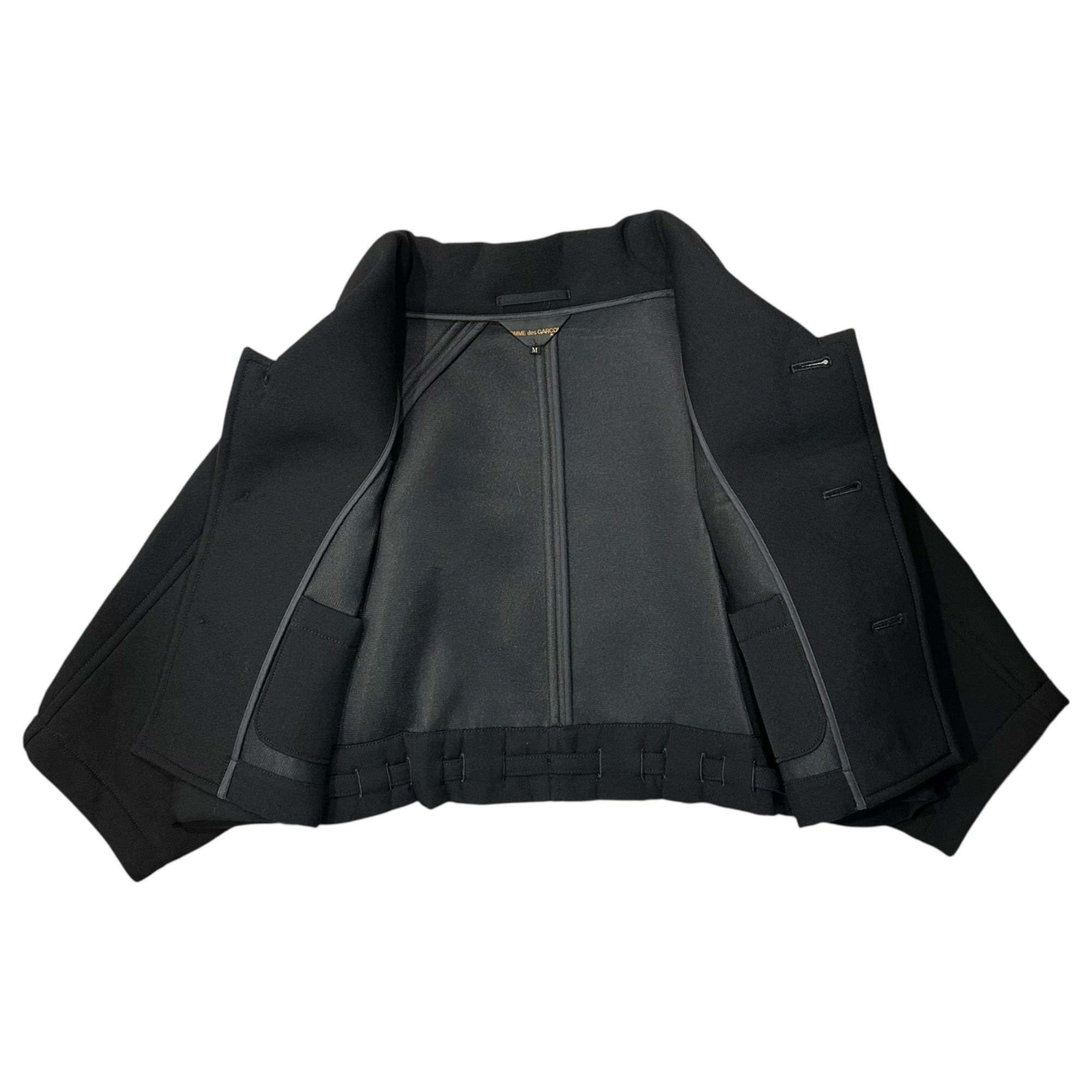 COMME des GARCONS(コムデギャルソン) 05SS Wool Bonding Short Length Wide Collar Coat ウール ボンディング ショートレングス ワイド カラー コート GO-J016 M ブラック AD2004 男性着用可能