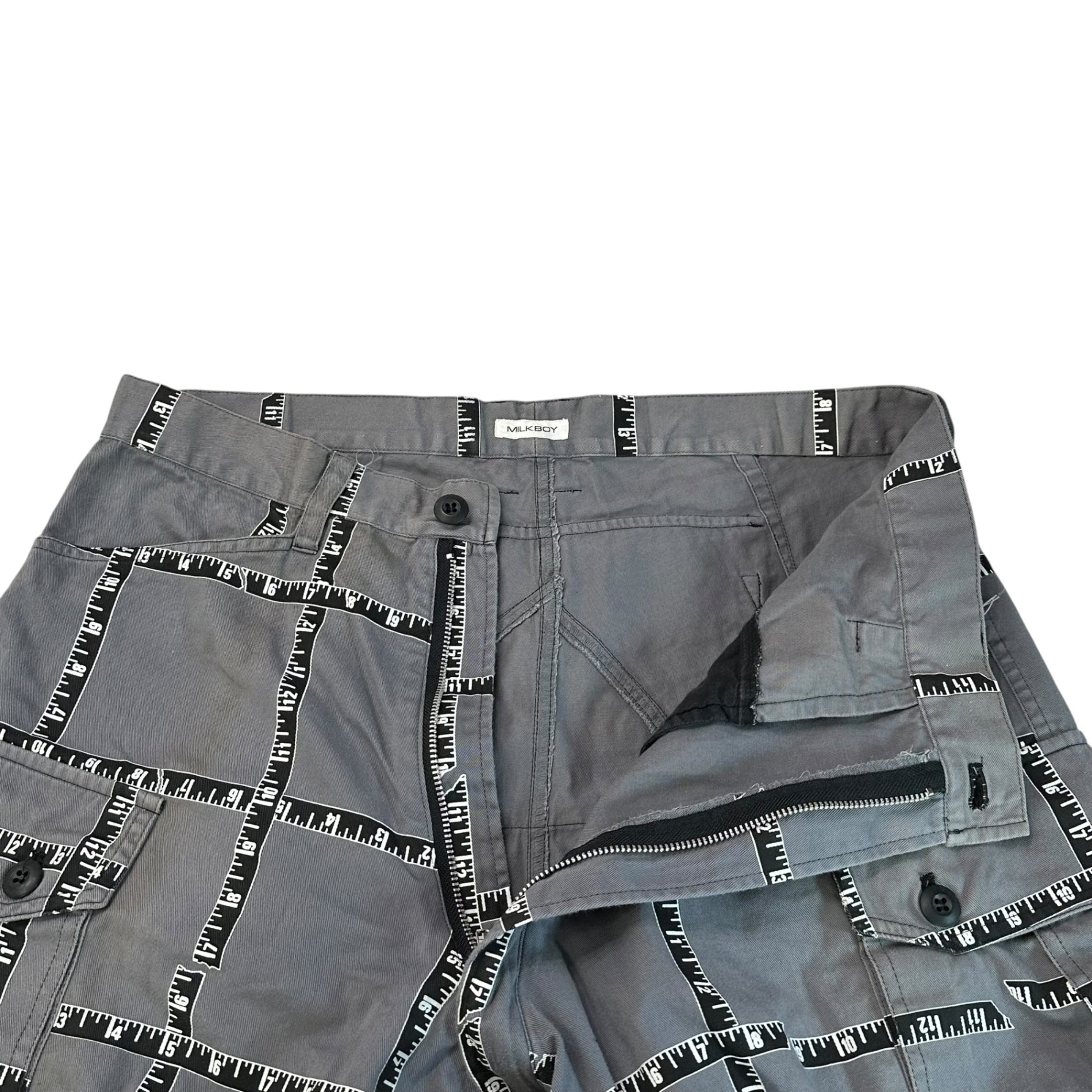 MILKBOY(ミルクボーイ) 90's Major Checkered Hip Pocket Anarchy Shorts 90年代 メジャー 格子柄 ヒップポケット アナーキー ハーフパンツ 0P0048 FREE(L程度)  グレー×ホワイト アーカイブ