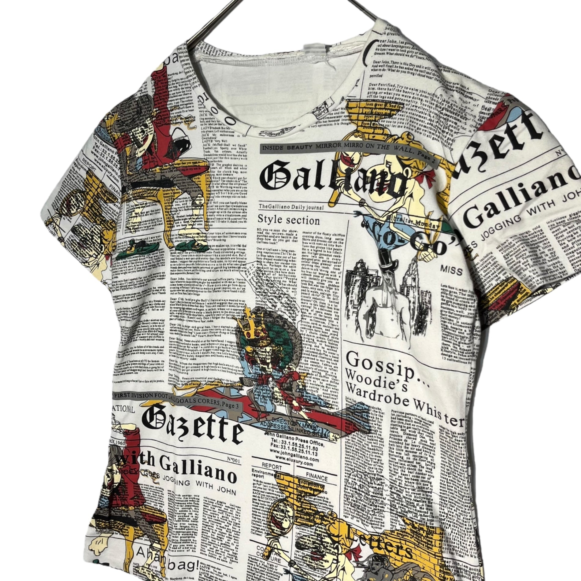 JOHN GALLIANO(ジョンガリアーノ) 00's Newspaper stretch S/S TEE ニュースペーパー ストレッチ