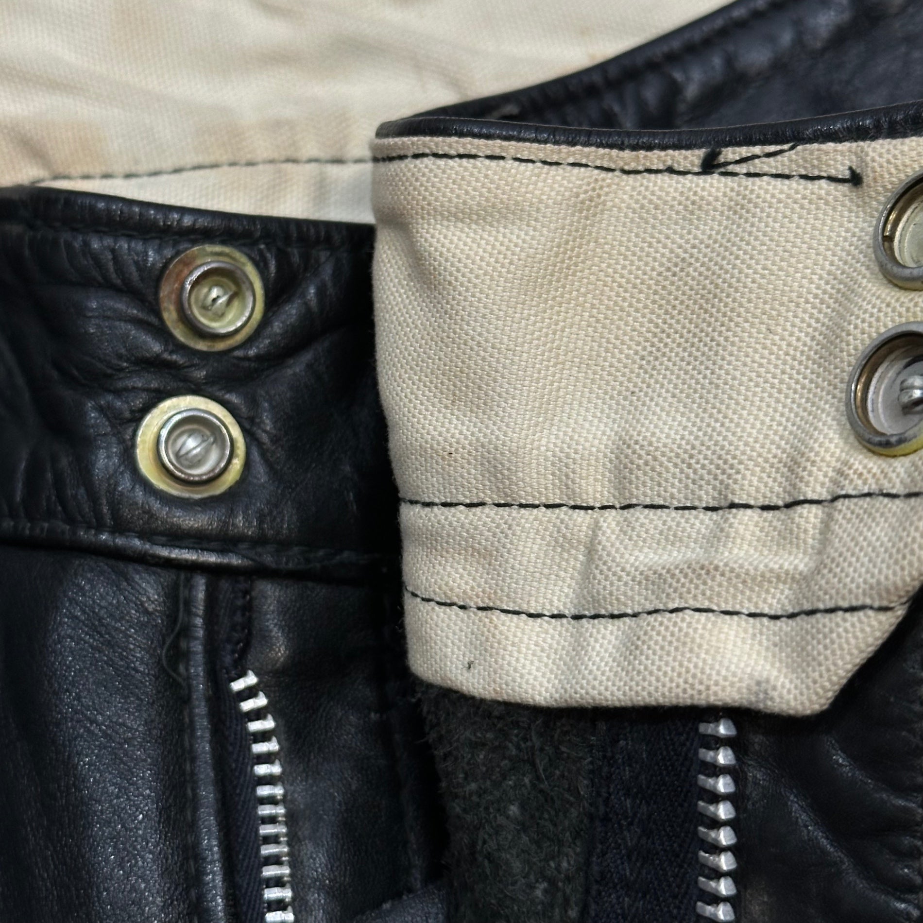 VINTAGE(ヴィンテージ) TALON Zip 3-Pocket Leather Biker Pants 3ポケット レザー バイカー パンツ 32 ブラック