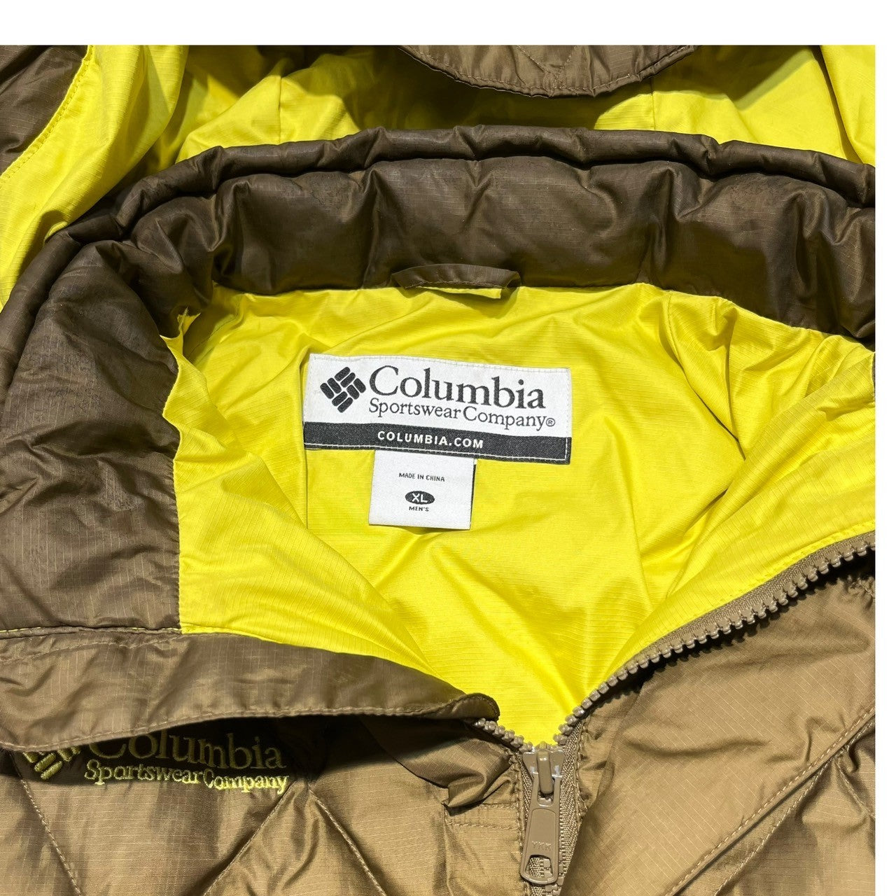 Columbia(コロンビア) Quilted down jacket キルティング ダウン ジャケット PM5084 XL カーキ フーデット