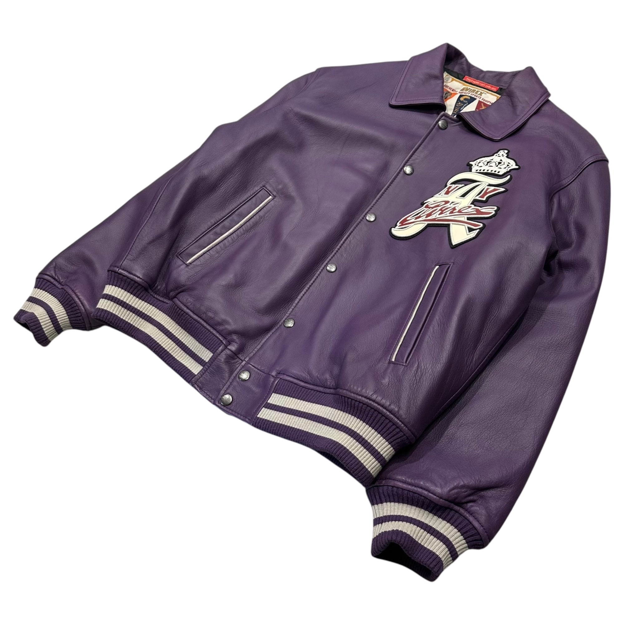 AVIREX(アヴィレックス) VARSITY JACKET CROWN LOGO ヴァーシティ ジャケット クラウン ロゴ 783-3250078 M パープル