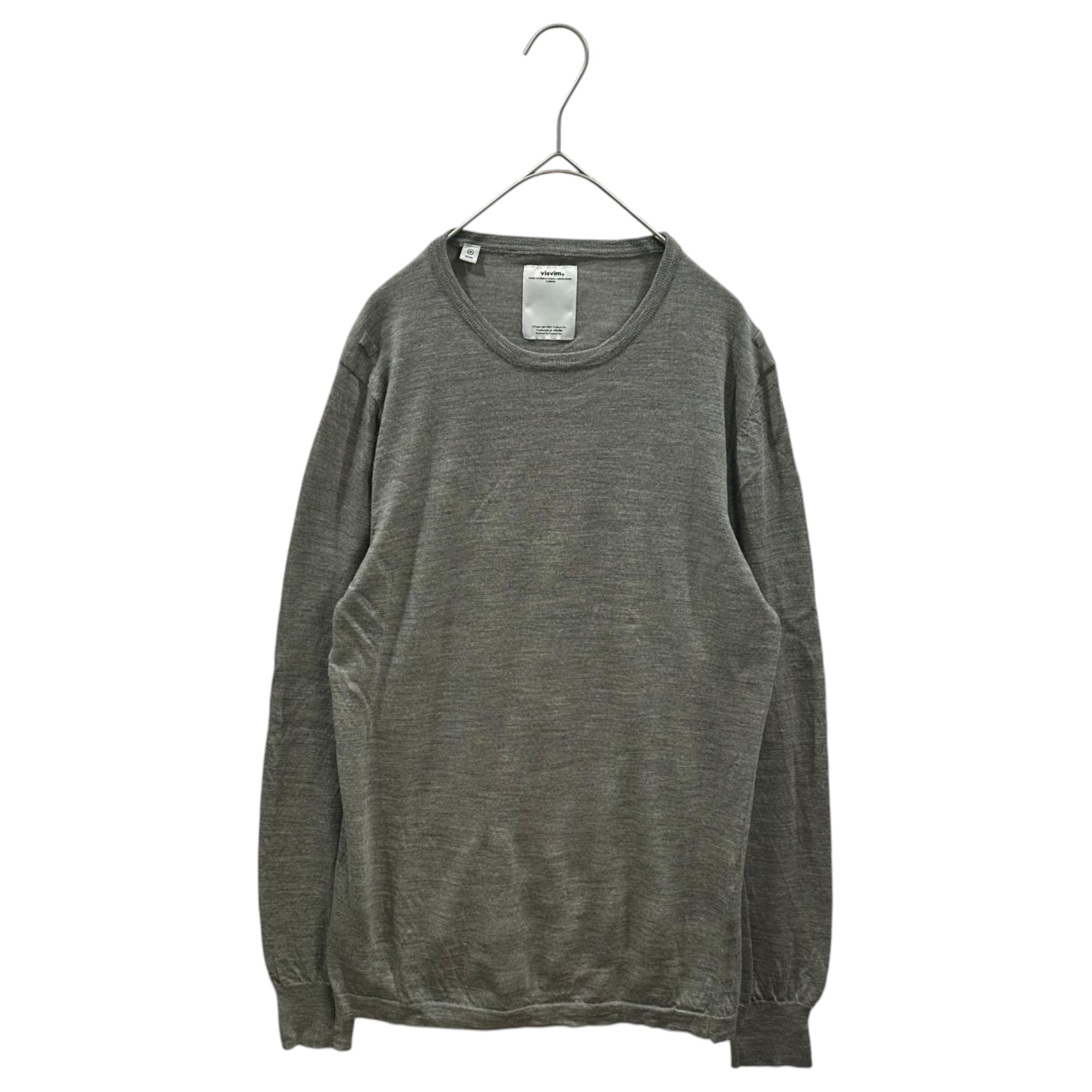 VISVIM(ビズビム/ヴィズヴィム) 2000’s Wool Elbow Patch Sweater ウール エルボーパッチ ニット M グレー×イエロー