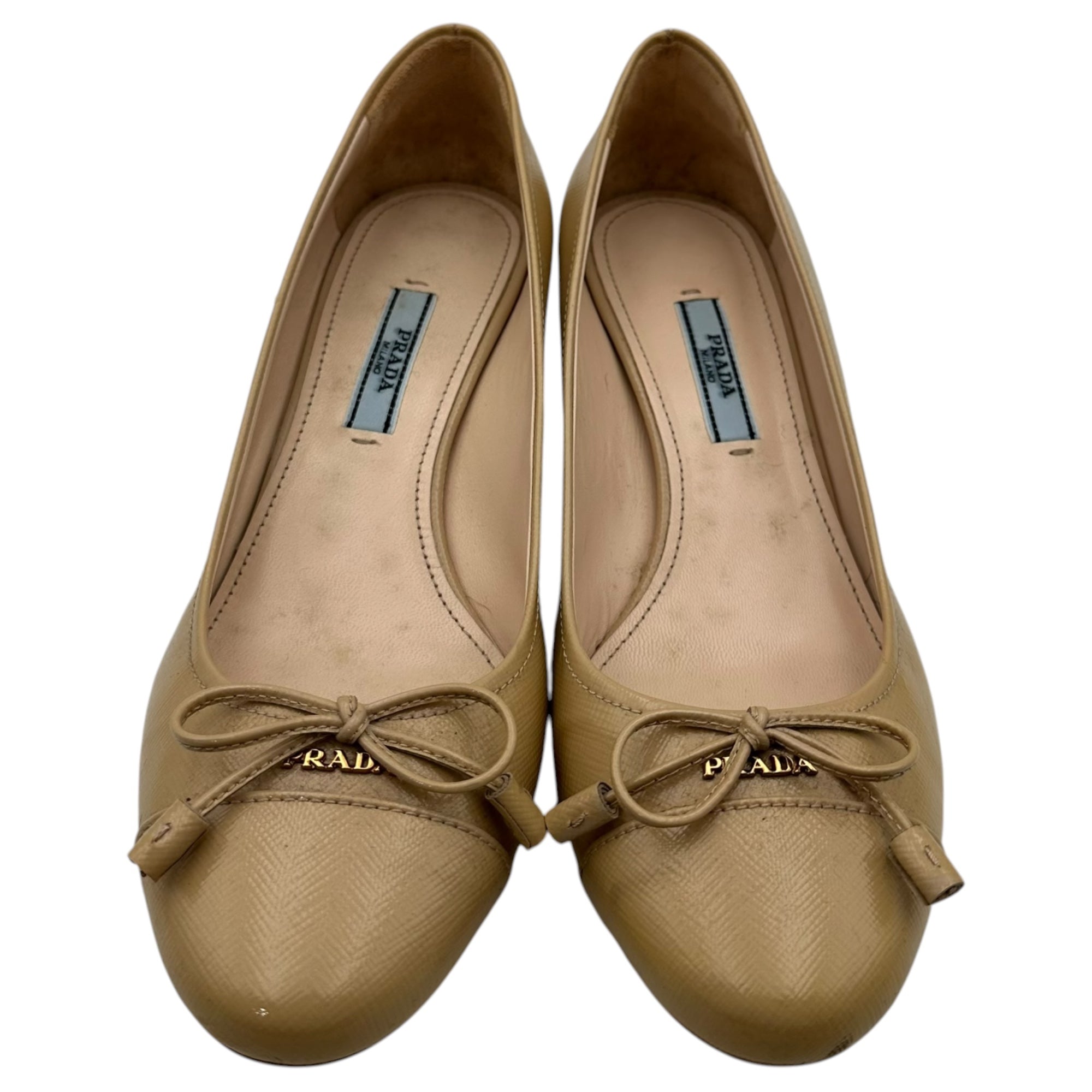 PRADA(プラダ) Patent Saffiano Leather Pumps パテント サフィアーノレザー パンプス 37 1/2 ベージュ