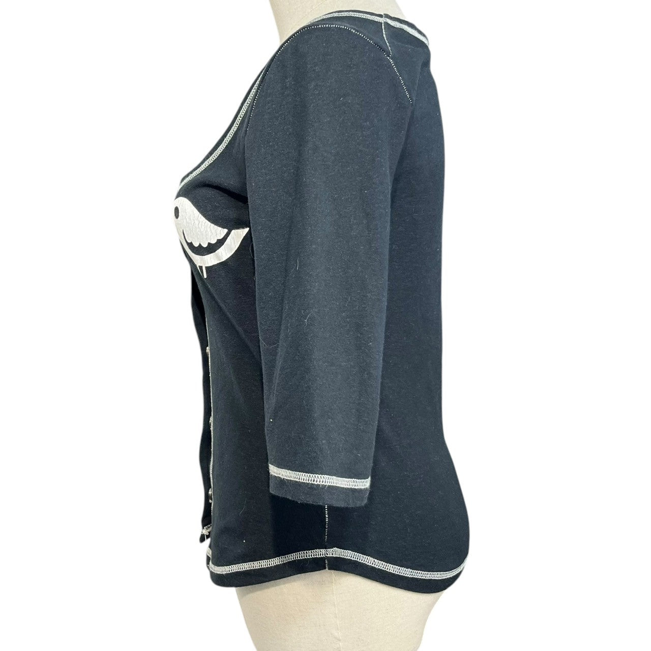 Vivienne Westwood RED LABEL(ヴィヴィアンウエストウッドレッドレーベル) 00's 鳥プリント 半袖 ボタンカットソー 357-01-34047 2(M) ブラック オリゾンティ Vivienne Westwood RED LABEL(ヴィヴィアンウエストウッドレッド