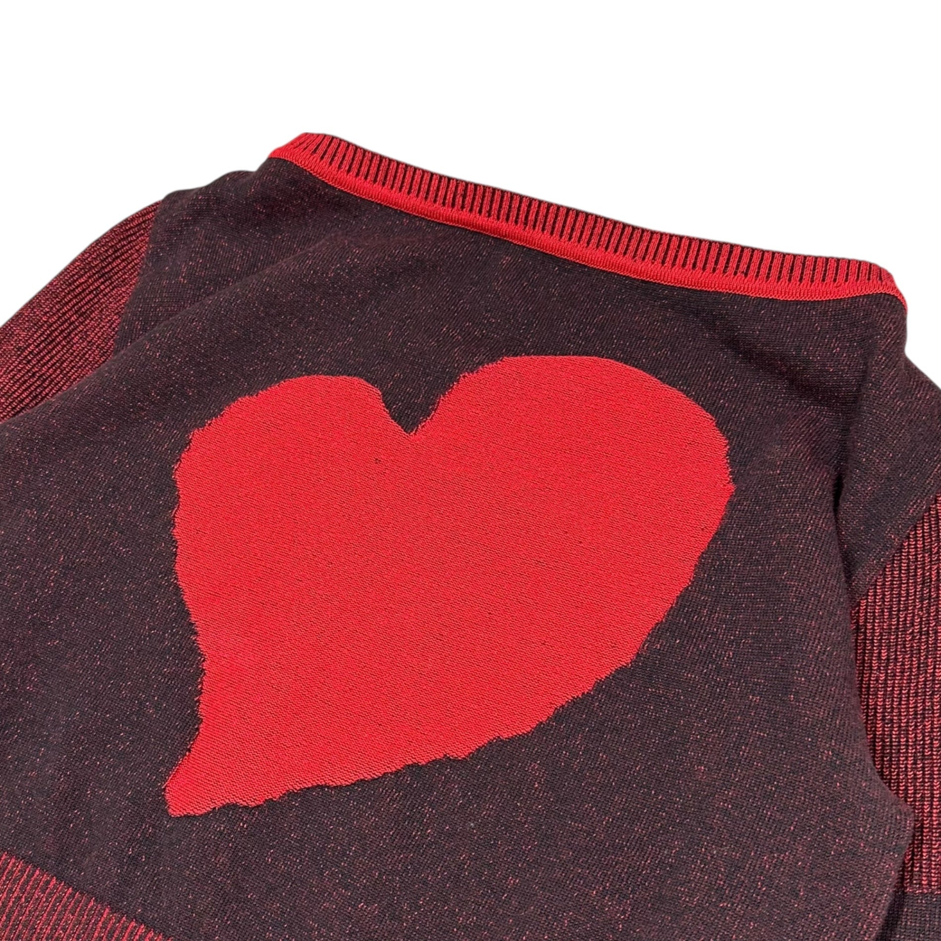 Vivienne Westwood RED LABEL(ヴィヴィアンウエストウッドレッドレーベル) Orb Embroidery Big Heart Rib Knit オーブ 刺繍 ビッグ ハート リブ ニット 17-13-121004 00 レッド ショート丈 ロゴ 長袖