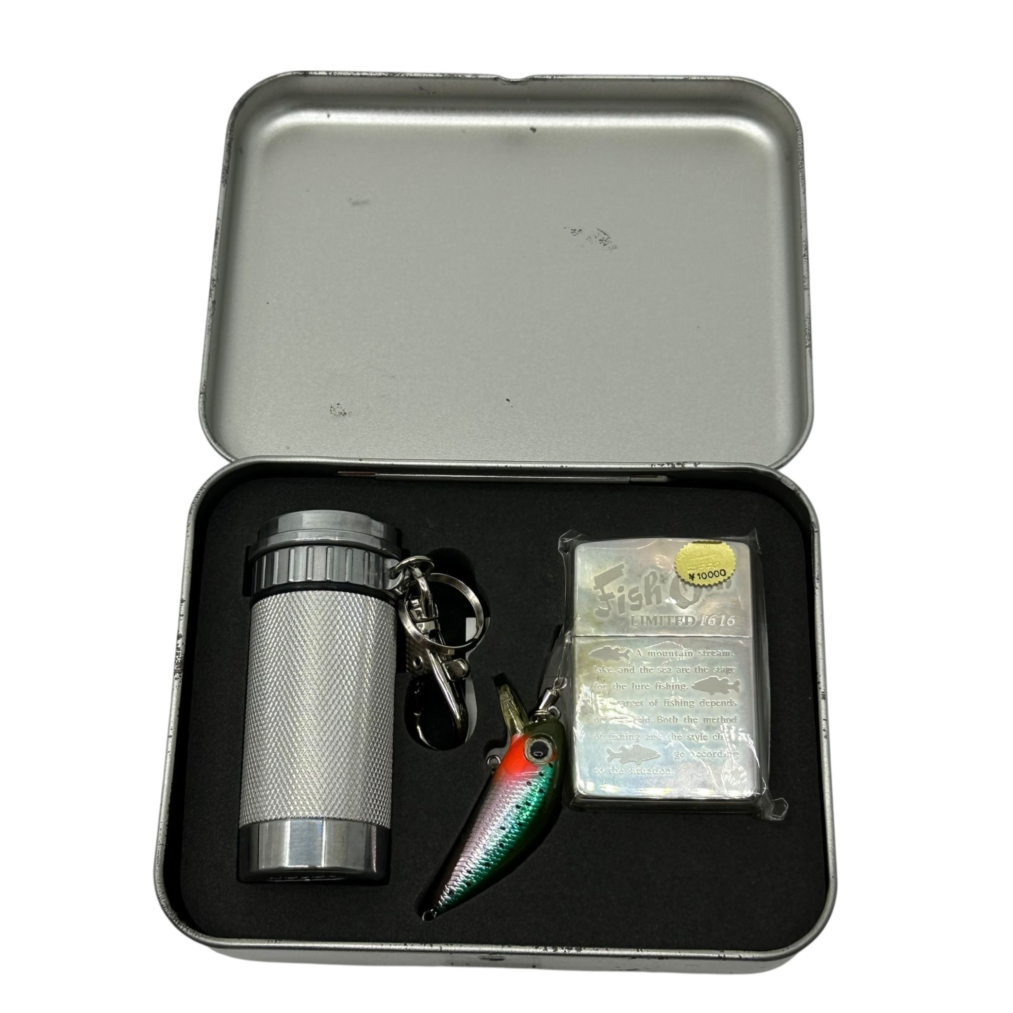 ZIPPO(ジッポー) 1996年製 Fish on！A moment tactics LIMITED EDITION Oil lighter ルアー・携帯灰皿 付 オイル ライダー シルバー 90's 90年代 ヴィンテージ 限定品