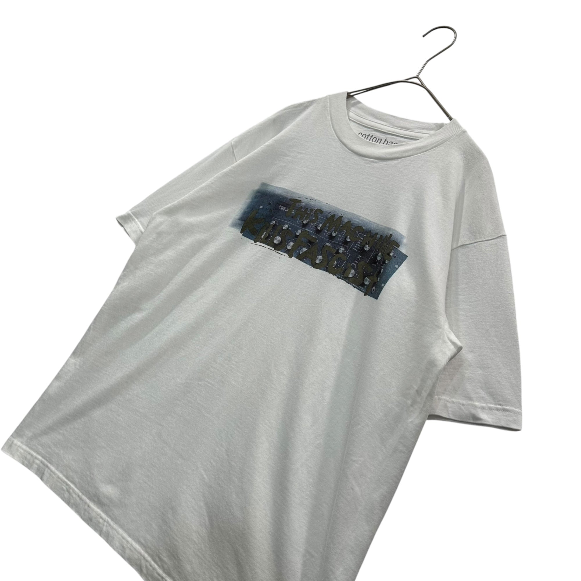 GOODENOUGH(グッドイナフ) 2001's cotton base THIS MACHINE KILLS FASCISTS s/s T-shirt Tシャツ M ホワイト×ブルー
