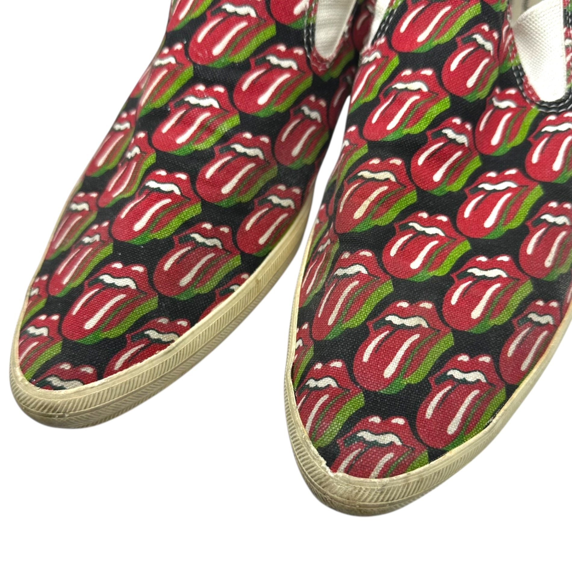 COMME des GARCONS HOMME PLUS(コムデギャルソンオムプリュス) 06SS Rolling Stones Lips & Tongue Print Slip-Ons ローリング ストーンズ リップ＆タン ドット プリント スリッポン JQ20A1 27.0cm アイボリー×レッド スニーカー コラボ