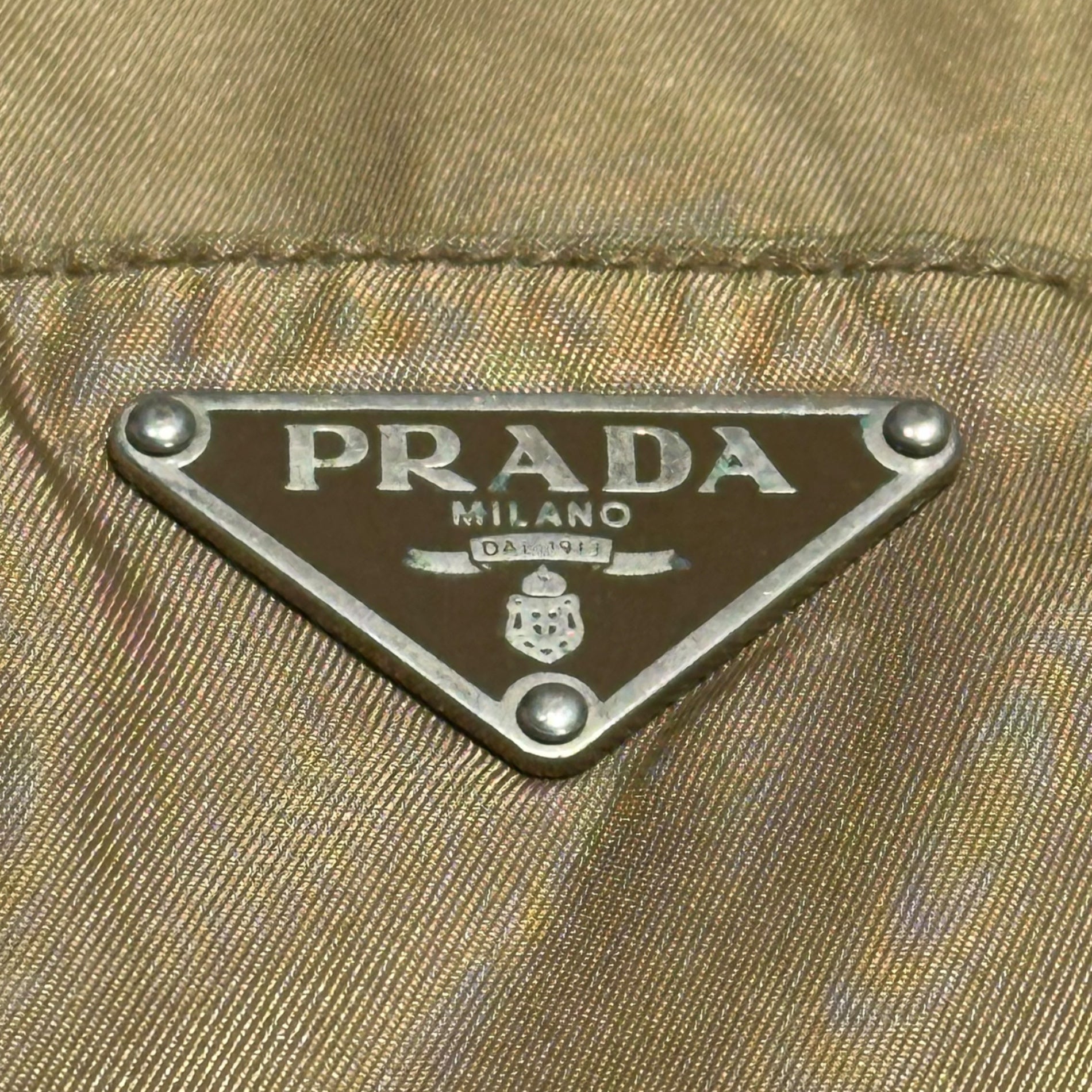 PRADA(プラダ) Crocodile Embossed Leather Nylon Tote Bag クロコ 型押し レザー ナイロン トート バッグ ベージュ 肩掛け 三角プレート