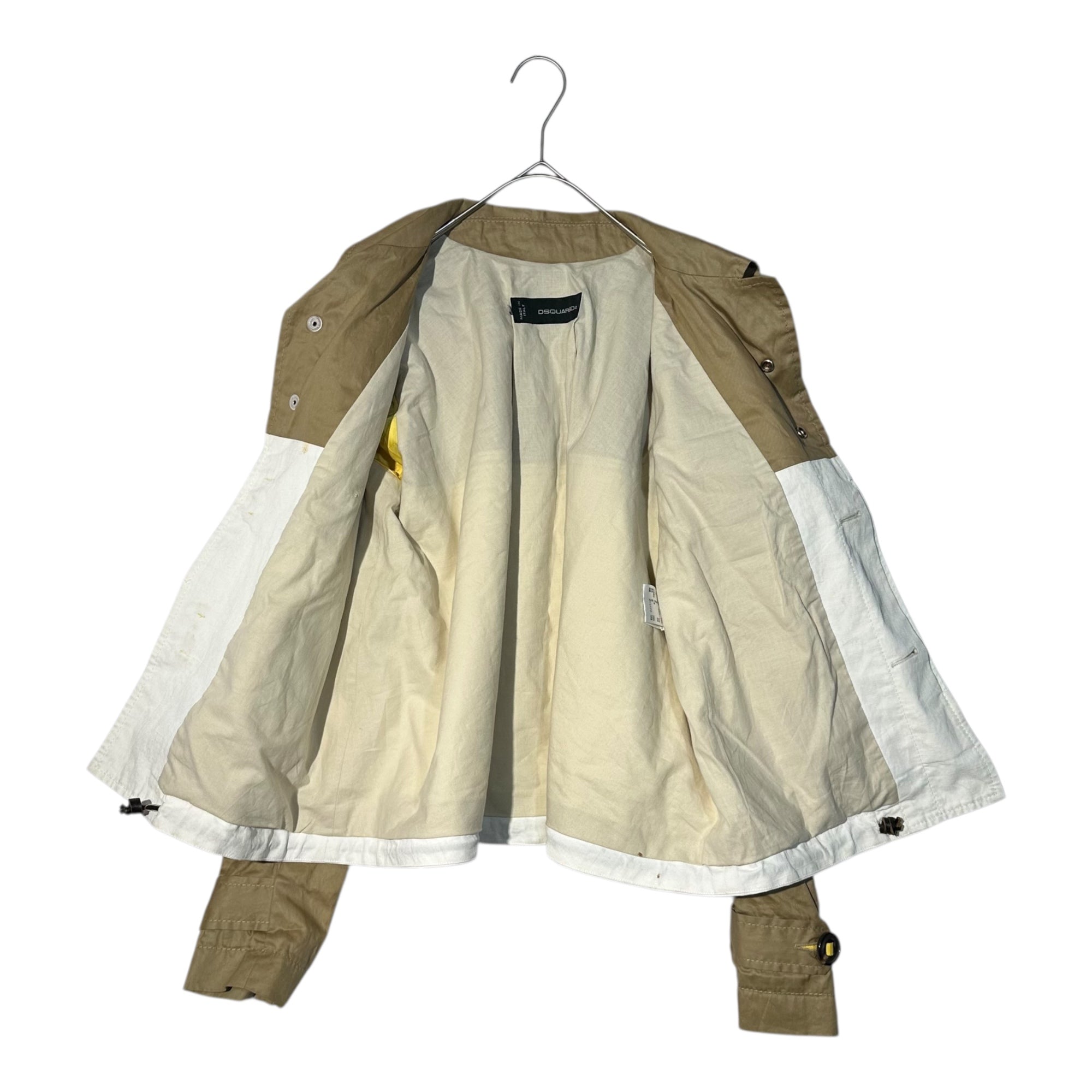 DSQUARED2(ディースクエアード) Polyurethane coated flap pocket design jacket ポリウレタン コーティング フラップポケット デザイン ジャケット 372026391 40(L程度) ベージュ×ホワイト×ブルー