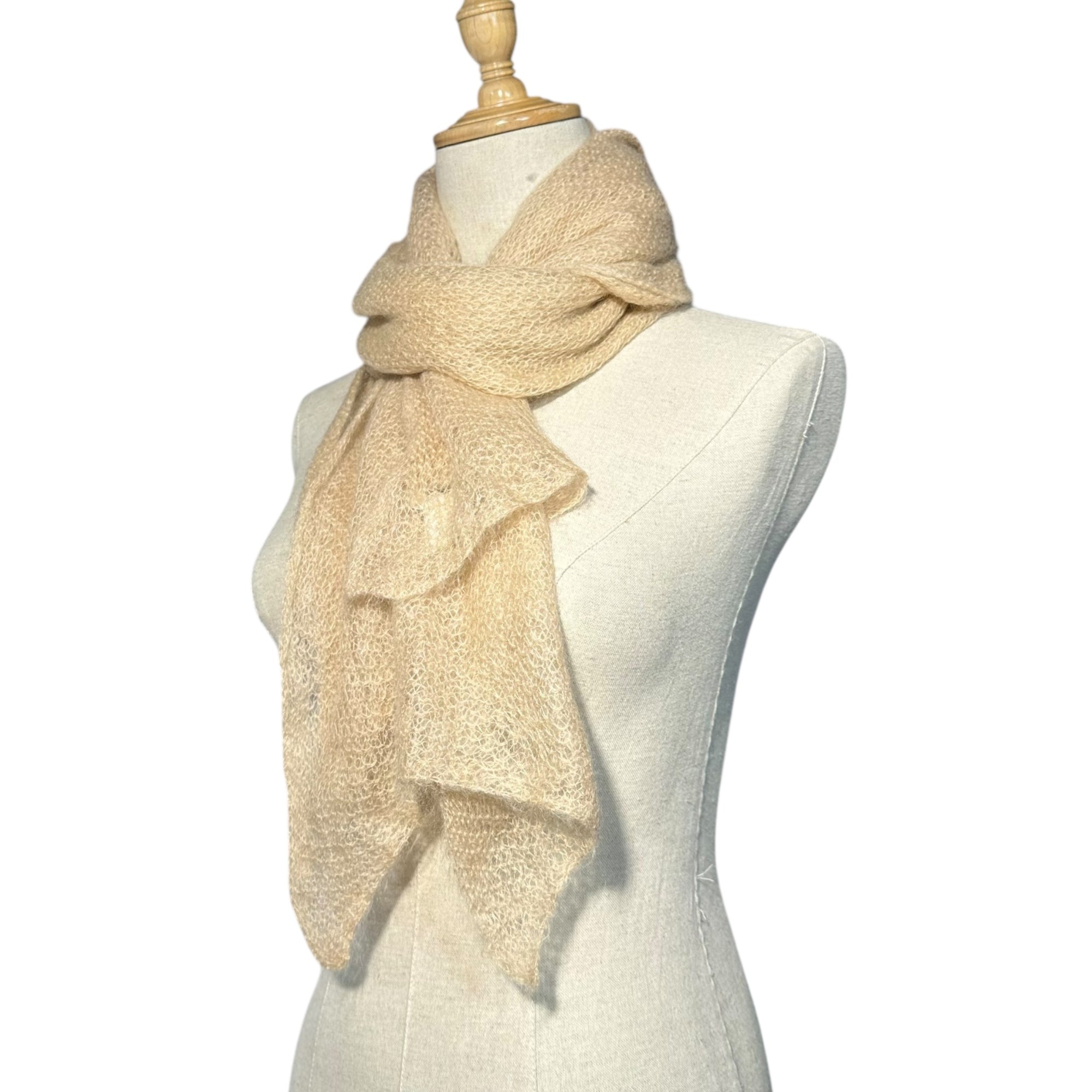 DRIES VAN NOTEN(ドリスヴァンノッテン) Mohair Mesh Scarf モヘア メッシュ マフラー ライトピンク