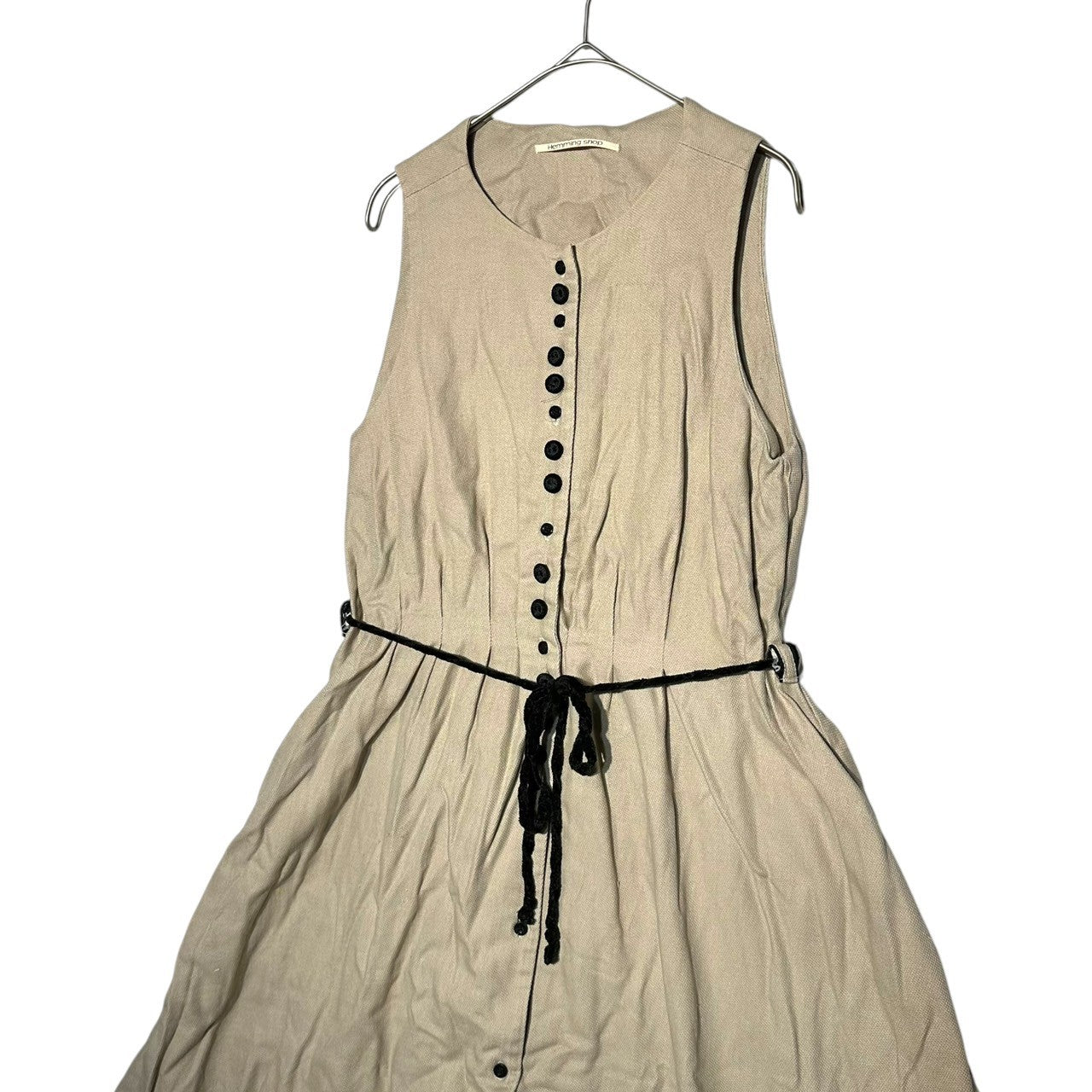 HEMMING SHOP(ヘミングショップ) Many buttons sleeveless waist belt dress meny メニィ ボタン ノースリーブ ウエストベルト ワンピース FREE HO-132114