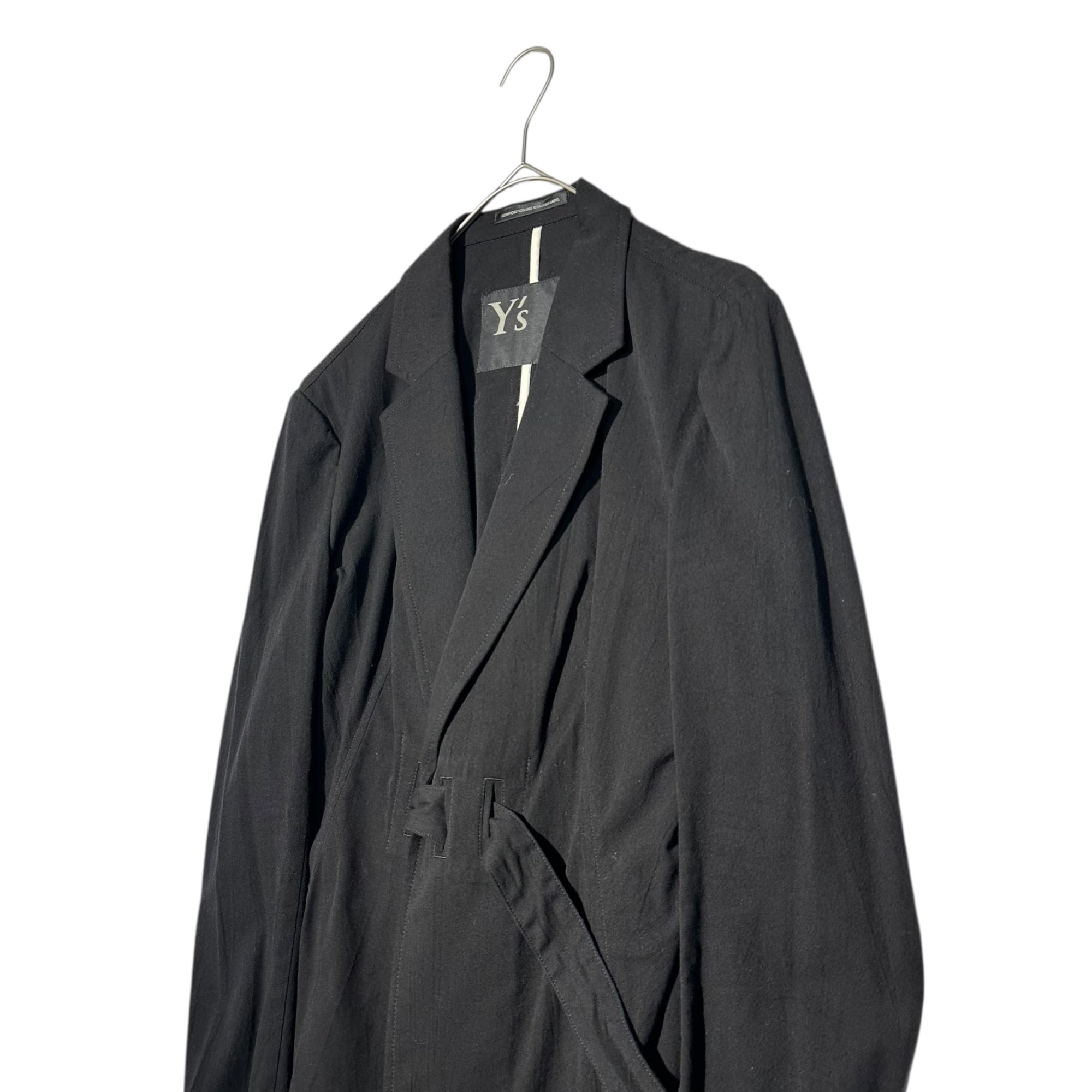 Y's(ワイズ) Front Ribbon Cotton Tailored Jacket フロント リボン コットン テーラード ジャケット YD-J02-010 1(S程度) ブラック