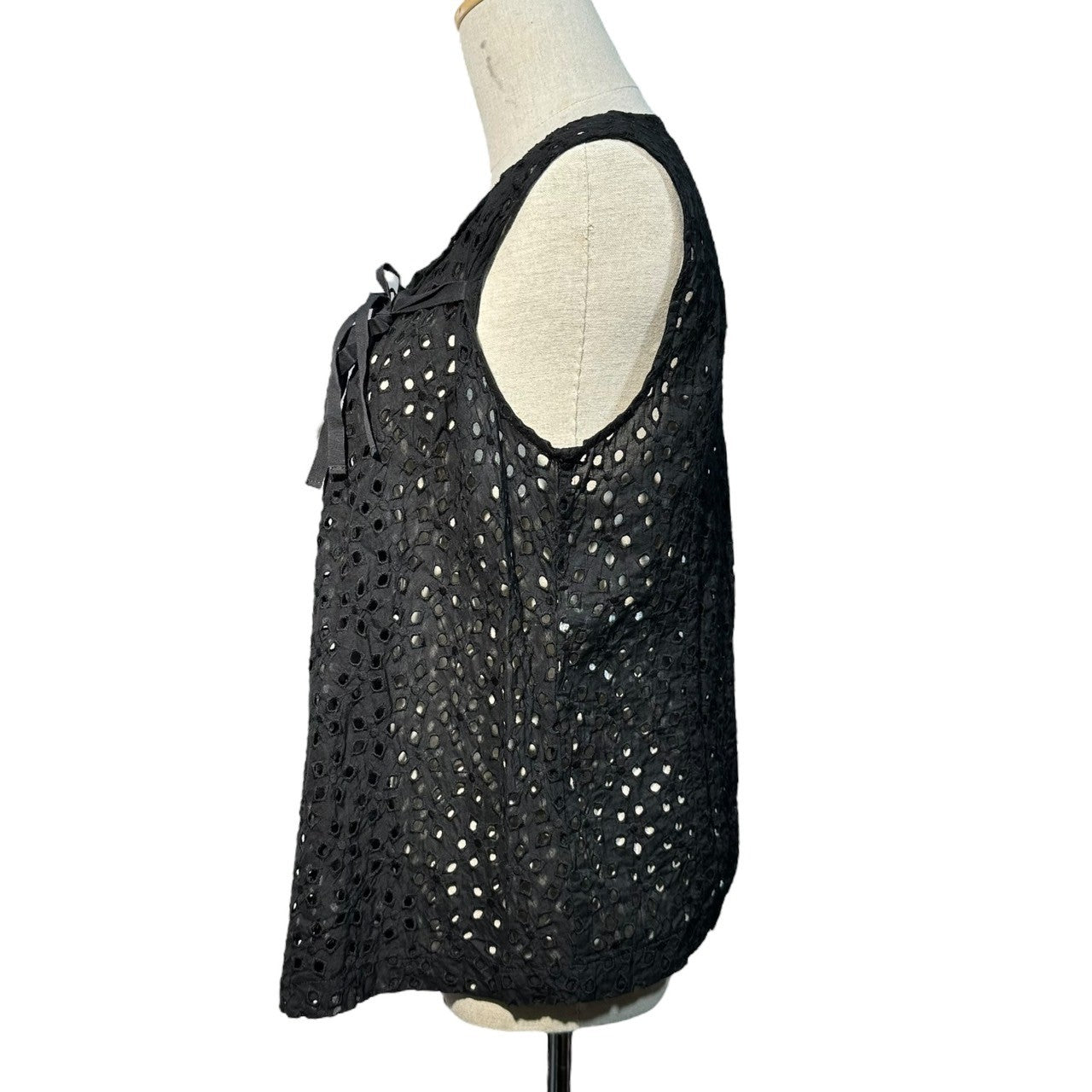 tricot COMME des GARCONS(トリココムデギャルソン) 07AW Cutwork Sleeveless Blouse カットワーク ノースリーブ ブラウス TT-B004 M ブラック AD2007