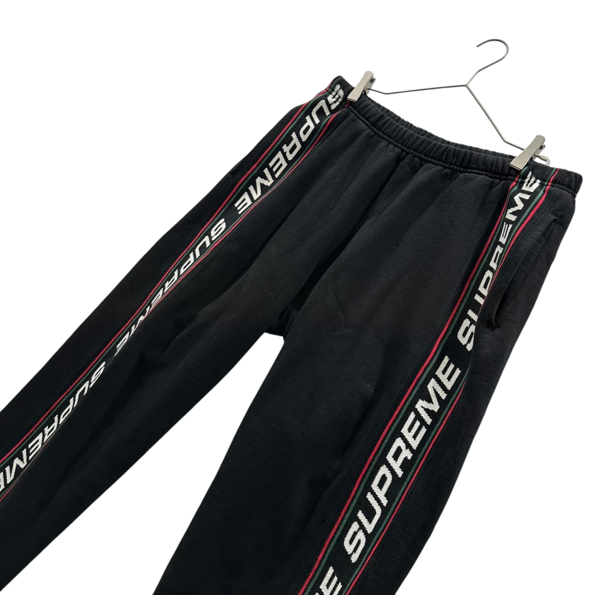 SUPREME(シュプリーム) 2019AW Text Rib Sweat Pants テキスト リブ スウェット パンツ サイド ロゴ M ブラック×グリーン×レッド×ホワイト 19FW