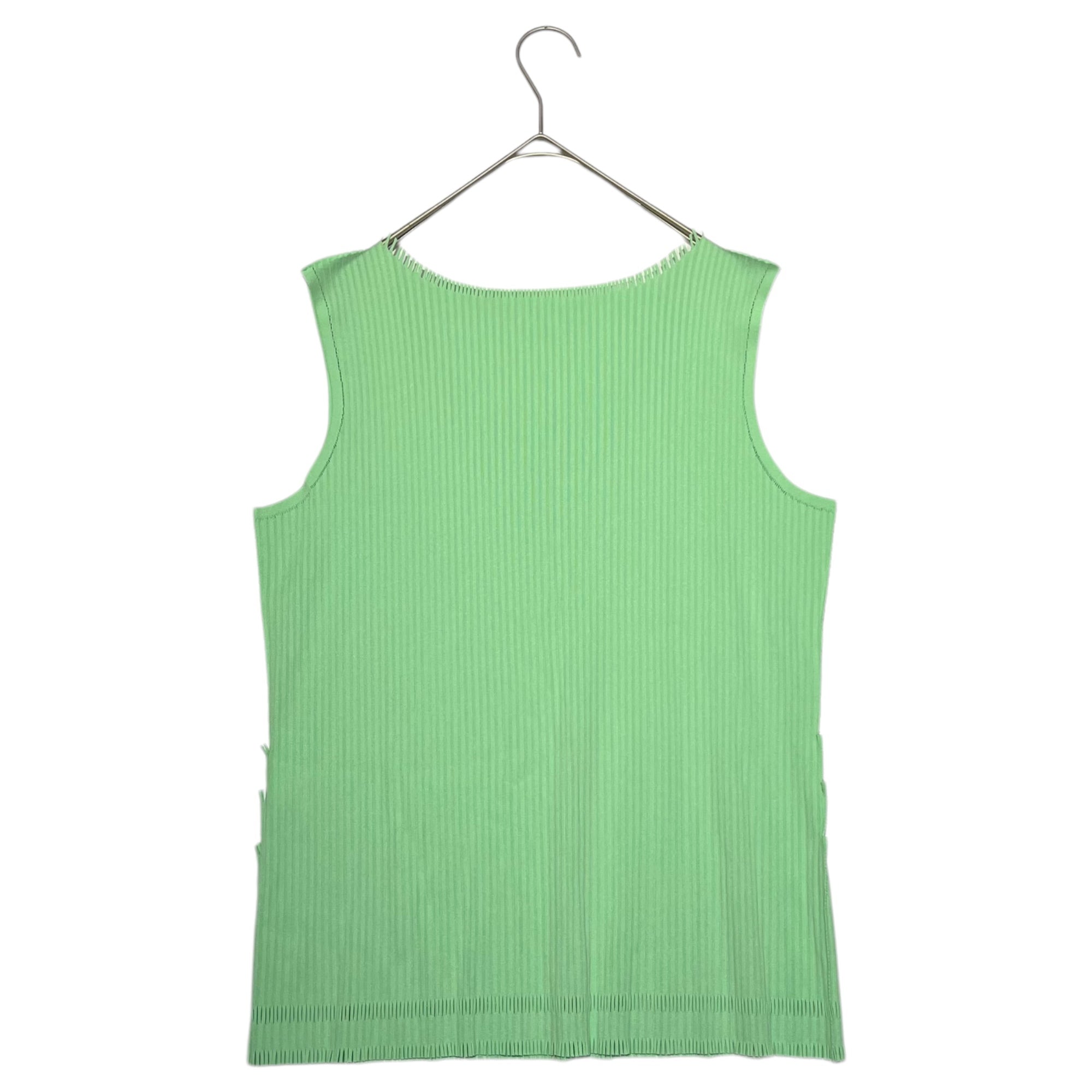 A-POC ABLE ISSEY MIYAKE(エイポック エイブル イッセイミヤケ) fringe pleats sleeveless cut and sew フリンジ プリーツ ノースリーブ カットソー PP82LK915 3(L程度) グリーン