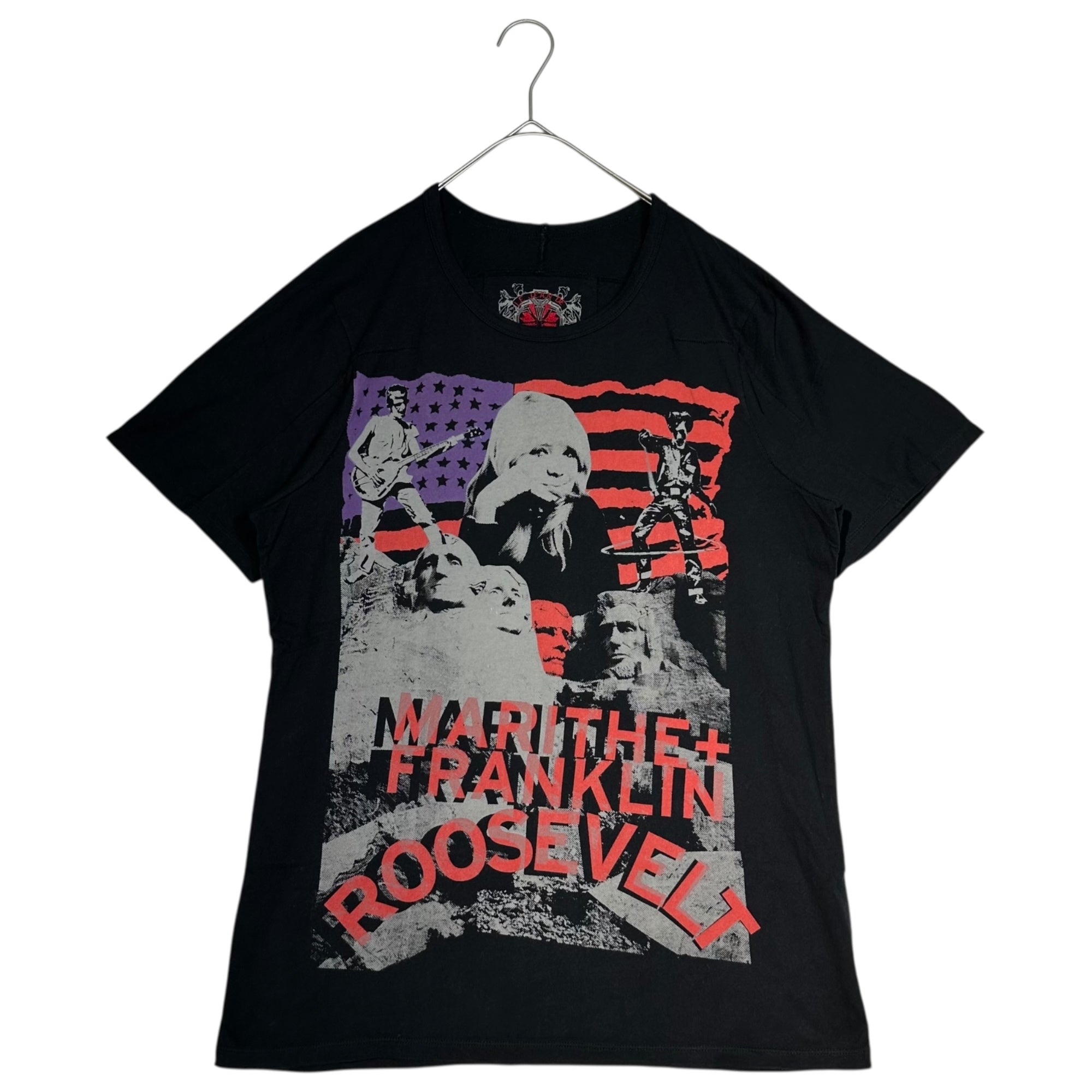 MARITHE FRANCOIS GIRBAUD(マリテフランソワジルボー) 00's Rock Mt. Rushmore Graphic Print T-Shirt ロック ラシュモア山 グラフィック プリント Tシャツ M7-6057 L ブラック Y2K バンド ギミック