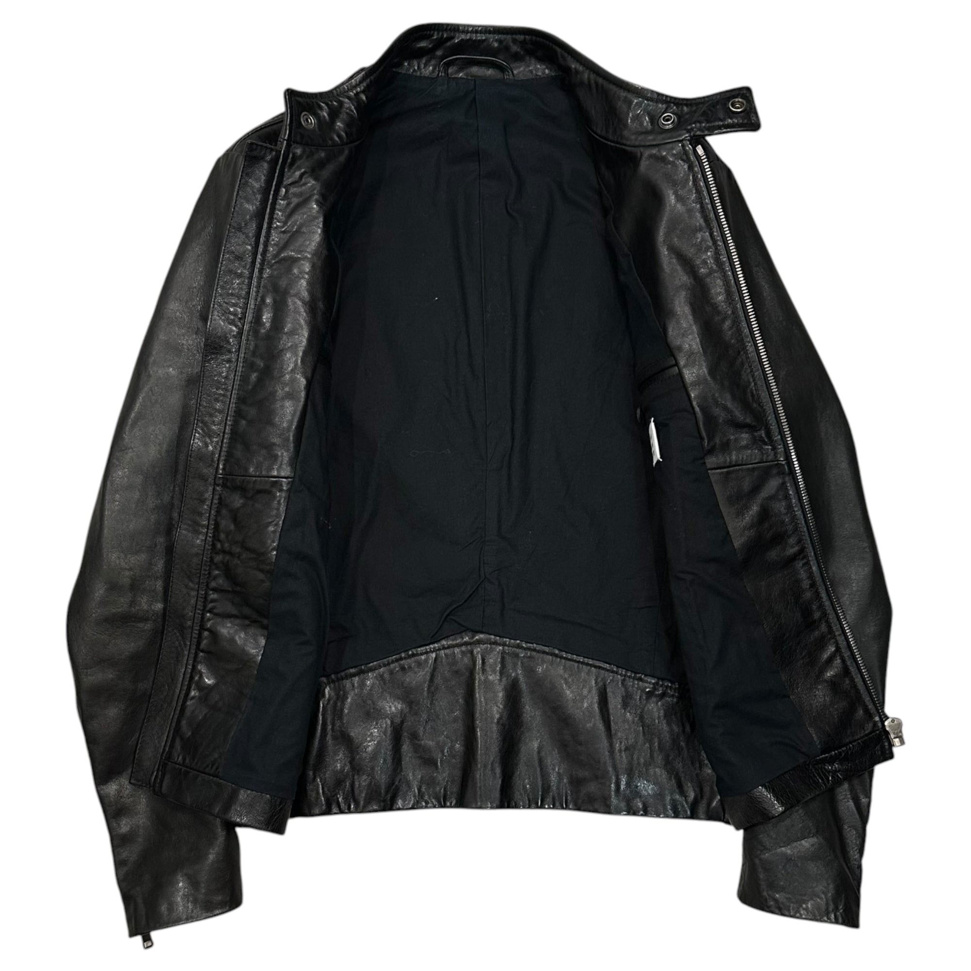 Maison Martin Margiela(メゾン マルタンマルジェラ) 2011AW 5-ZIP LEATHER JACKET - Cowhide 5ジップ ライダース ジャケット 牛革 S30AM0203 44(XS程度) ブラック レザー 八の字