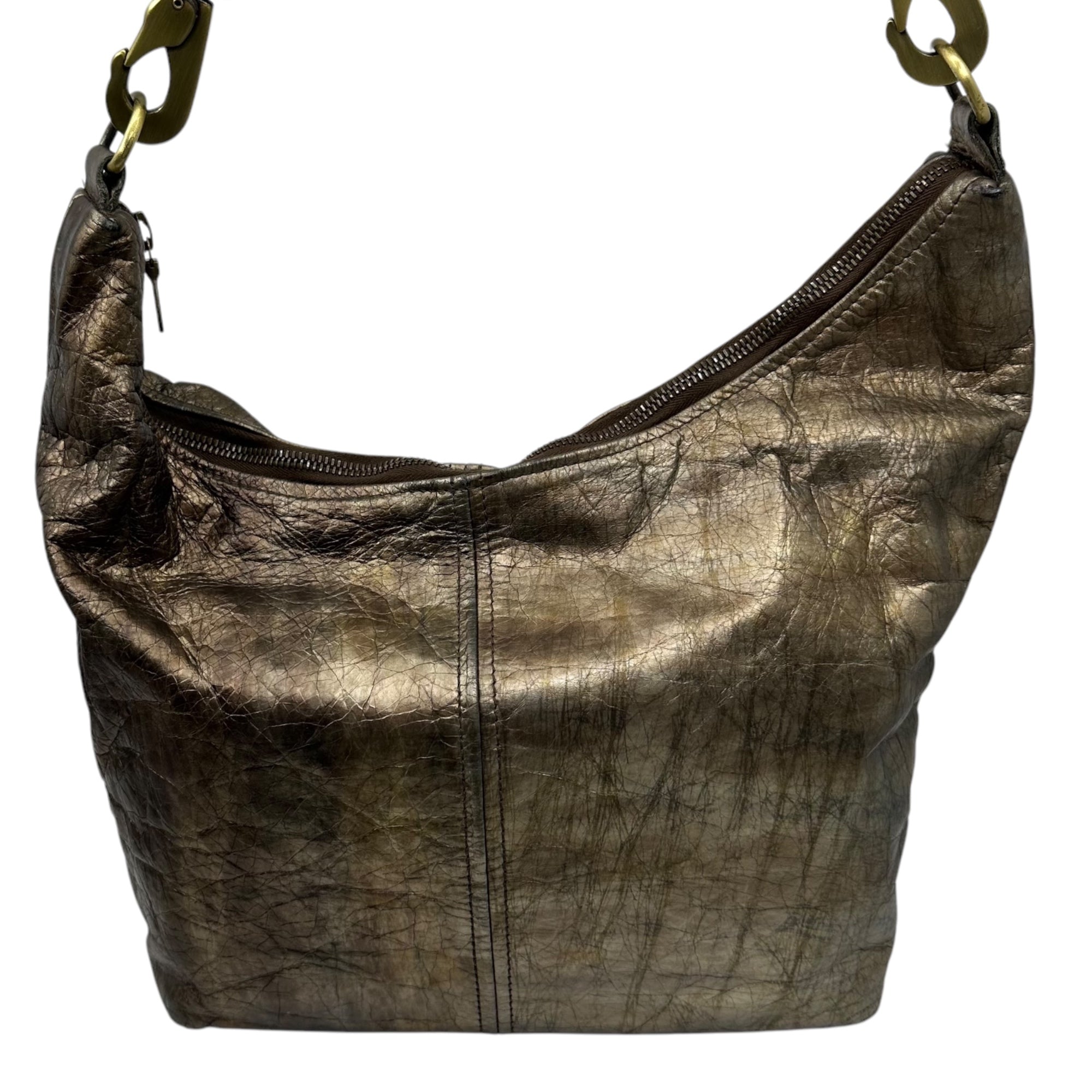 JAS-M.B.(ジャスエムビー) England made Gold coated leather shoulder bag イングランド製 ゴールド コーティング レザー ショルダー バッグ ゴールド