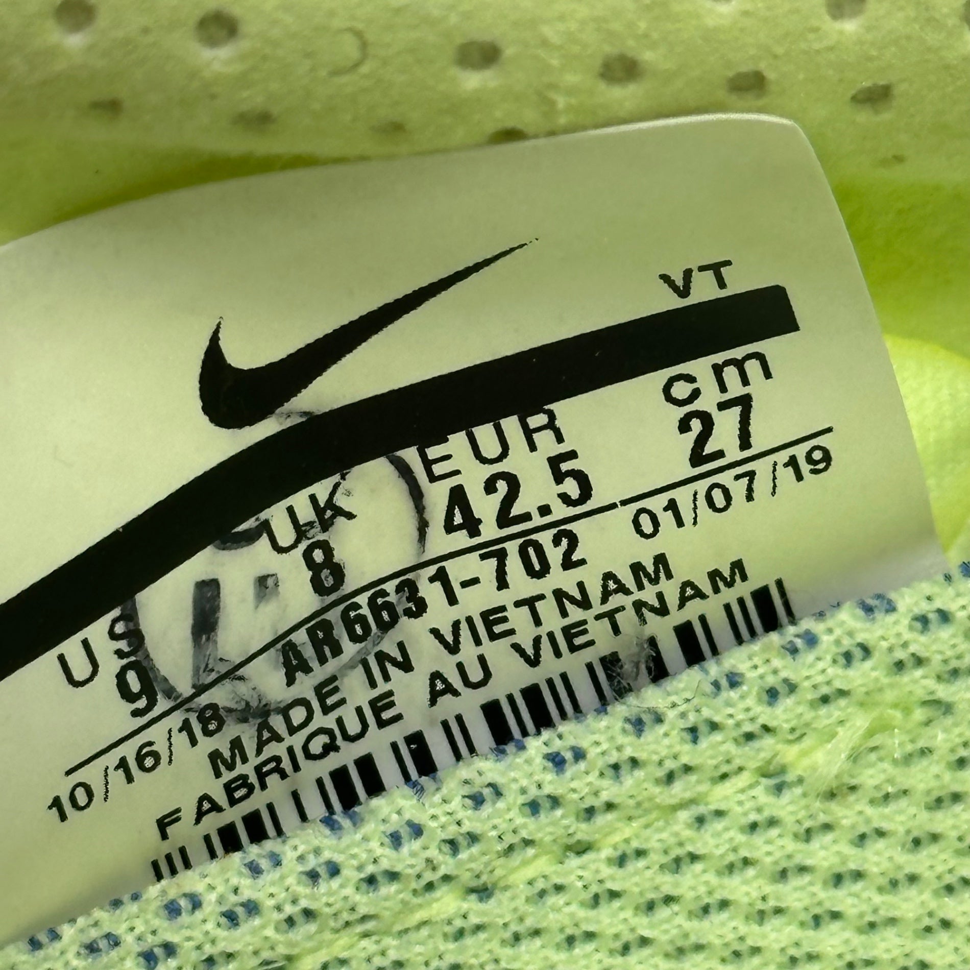 NIKE(ナイキ) AIR VAPORMAX 2019 エア ヴェイパー マックス AR6631-702 27cm イエロー スニーカー