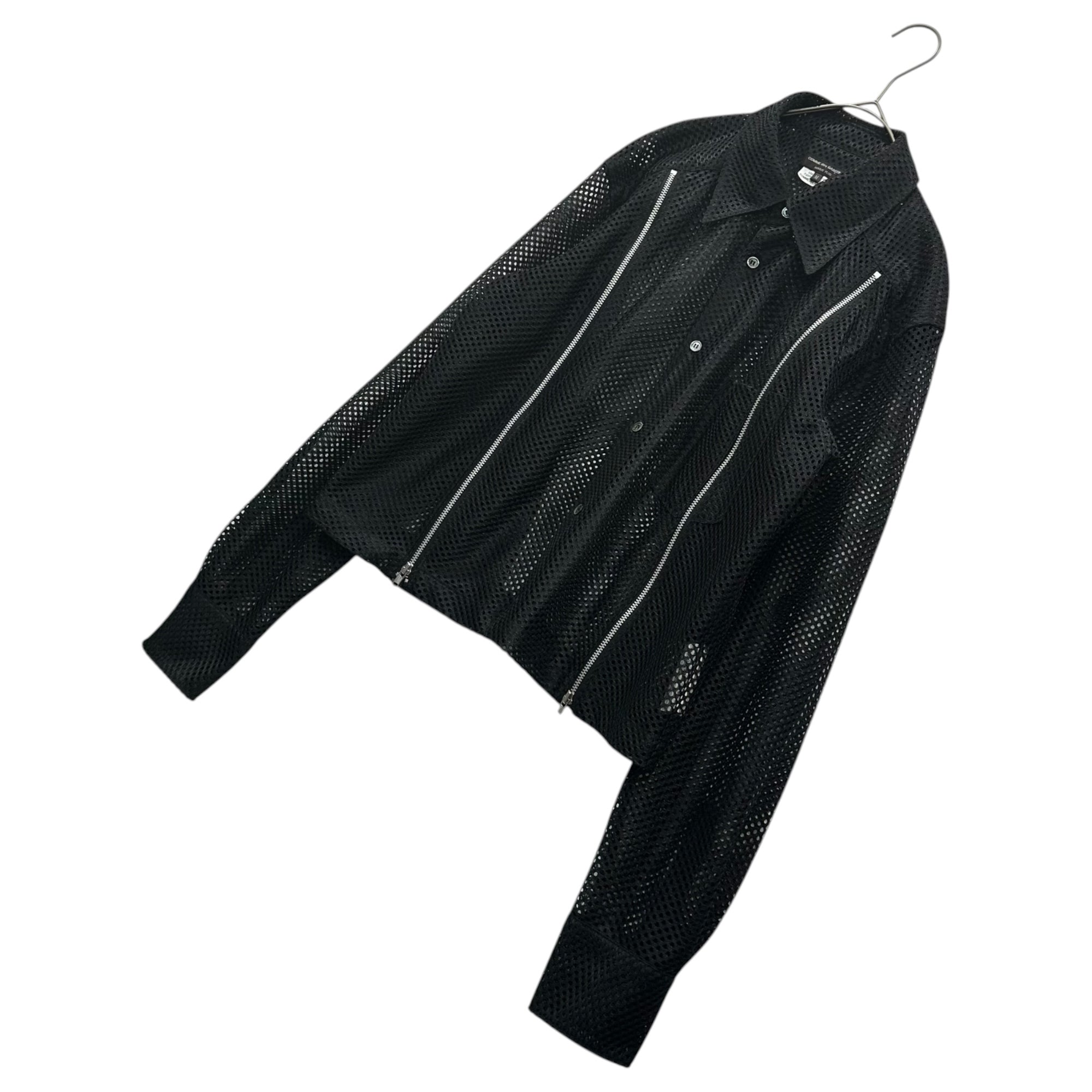 COMME des GARCONS HOMME PLUS(コムデギャルソンオムプリュス) 2026SS MESH ZIP CROPPED SHIRT メッシュ ジップ クロップド シャツ PQ-B024 M ブラック AD2025
