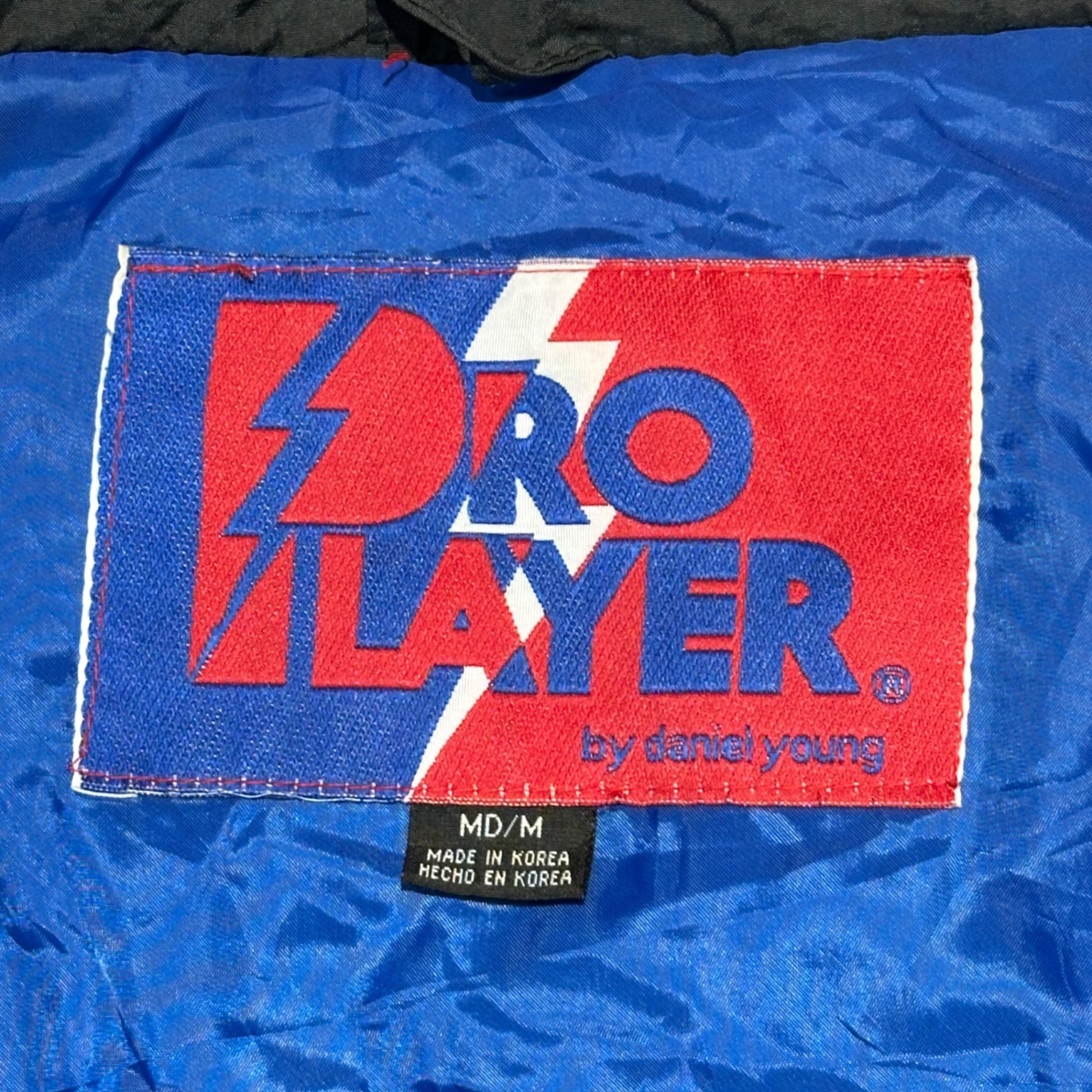 Pro PLayer(プロプレイヤー) 90's NFL "Patriots" Padded Nylon Jacket パテッド ナイロン ジャケット M ブルー×ブラック 90年代 ヴィンテージ ニューイングランド ペイトリオッツ