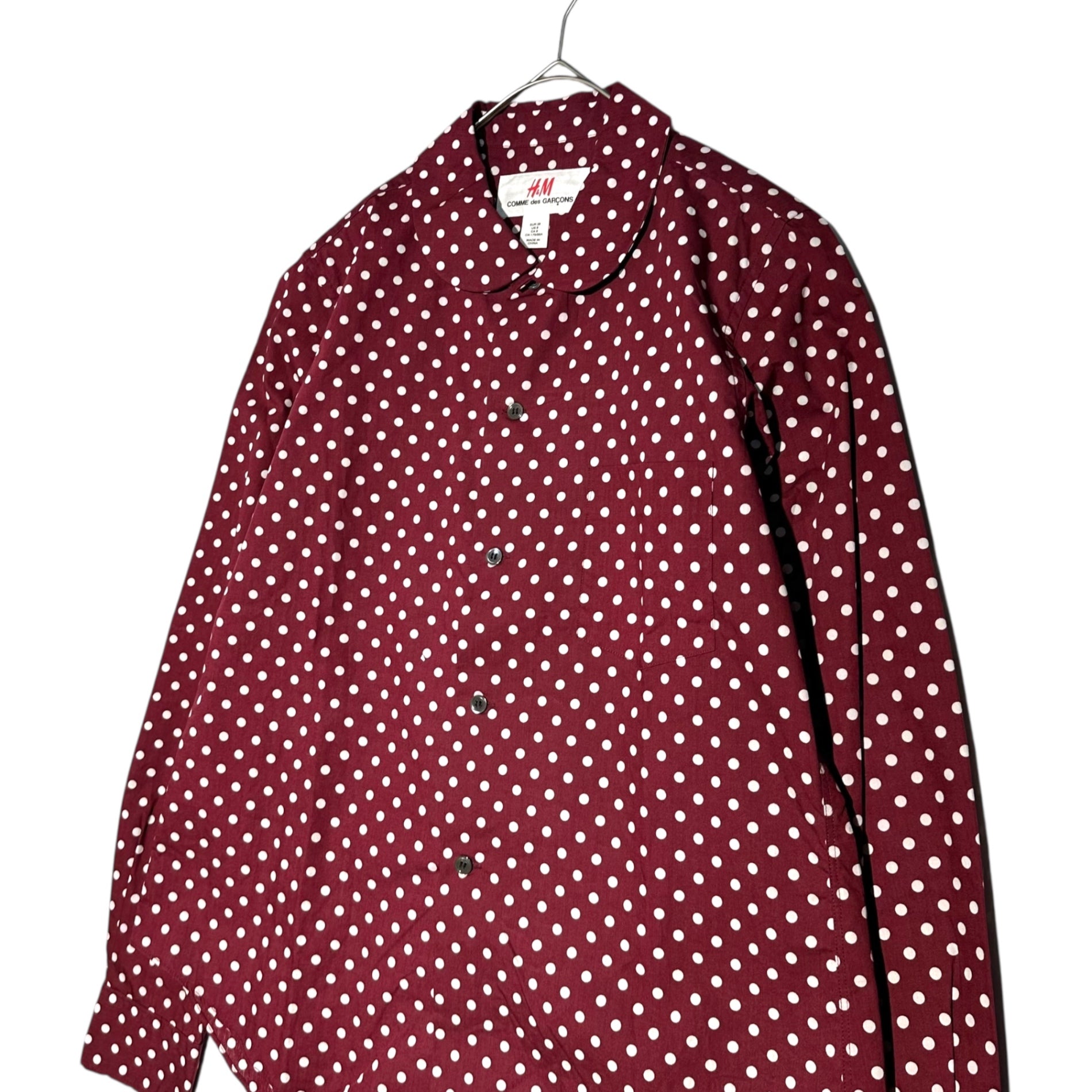 COMME des GARCONS × H&M(コムデギャルソン × エイチアンドエム) Shawl collar dot L/S shirt ショールカラー ドット L/S シャツ 38(M) レッド
