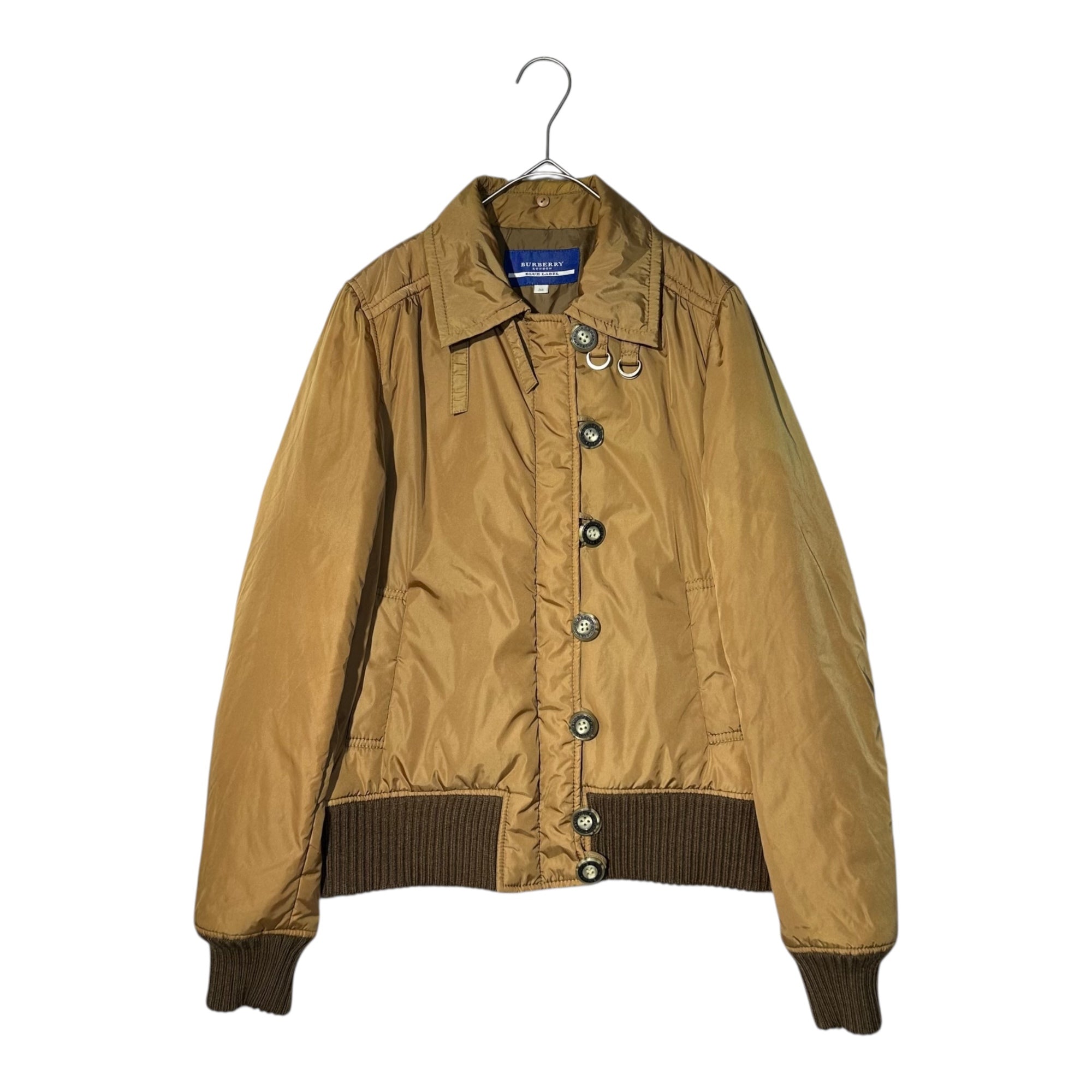 BURBERRY BLUE LABEL(バーバリーブルーレーベル) Cotton ribbed jacket 中綿 リブ ジャケット FCF50-598-50 38(M程度) ブラウン