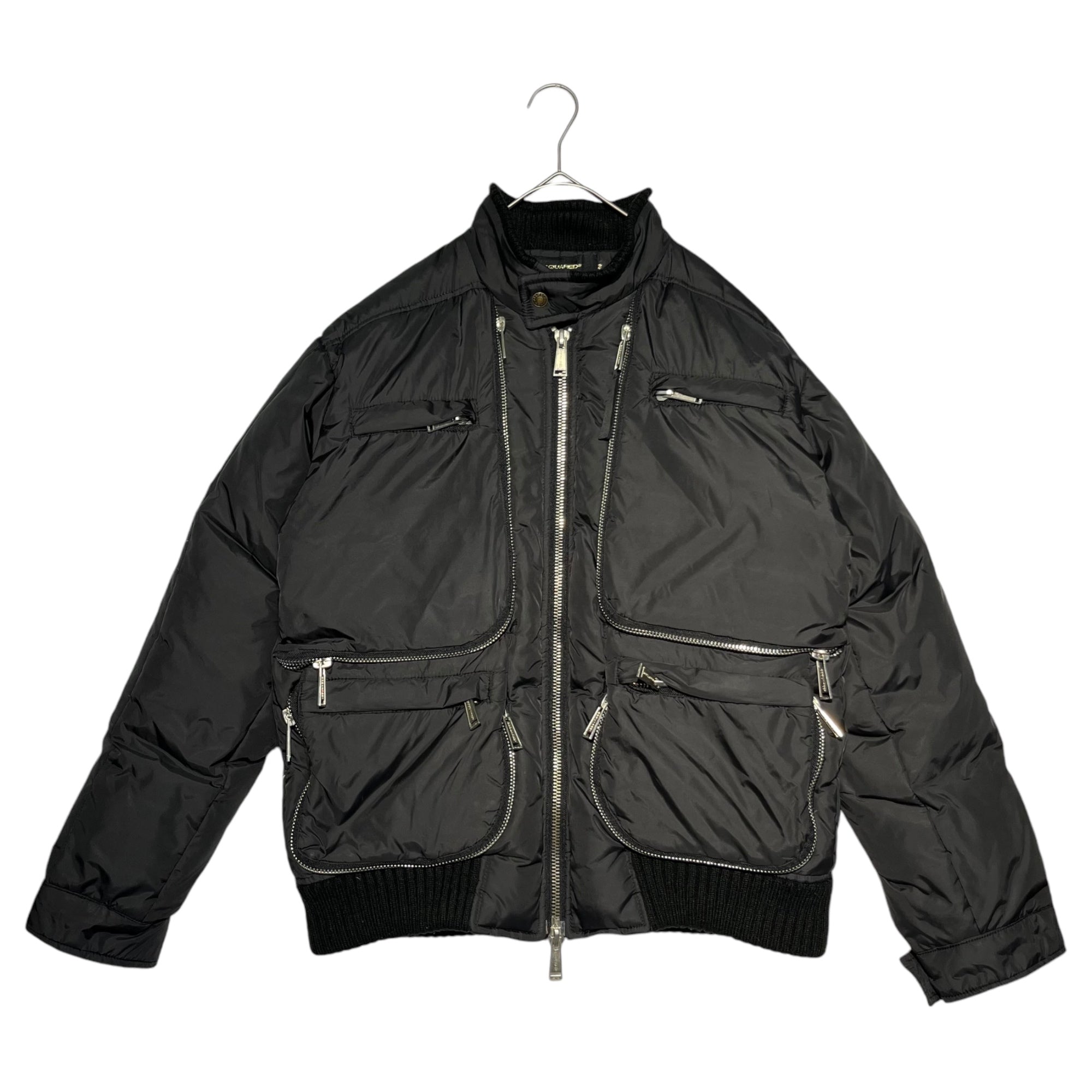 DSQUARED2(ディースクエアード) 00's 8 pocket down bomber jacket 8ポケット ダウン ボンバー ジャケット バイカー 46(M程度) ブラック Y2K テック アーカイブ