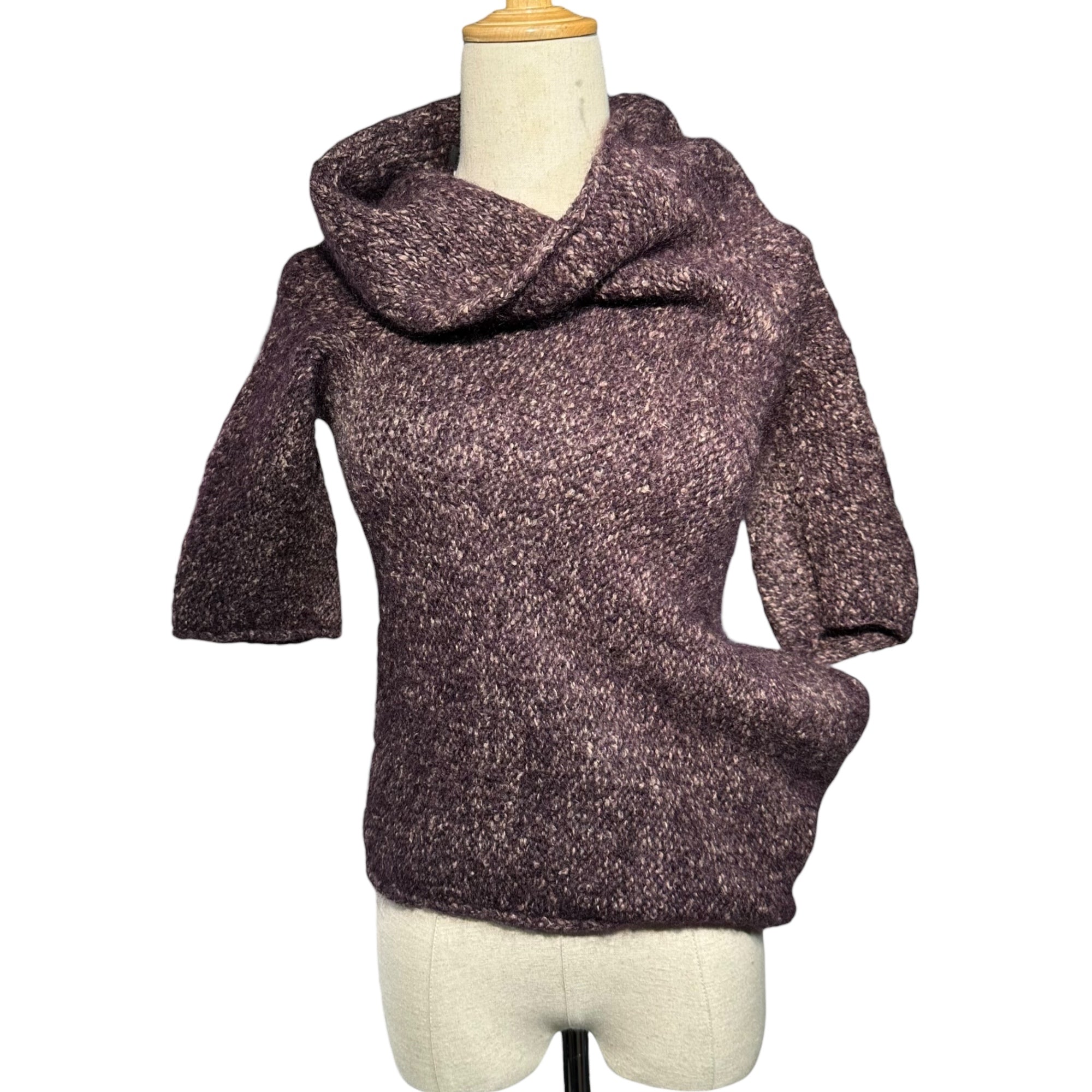 Y's(ワイズ) 00AW Wide Neck Modified S/S Knit ワイドネック 変形 半袖 ニット YT-K16-979 3(L程度) パープル 2000AW 00's