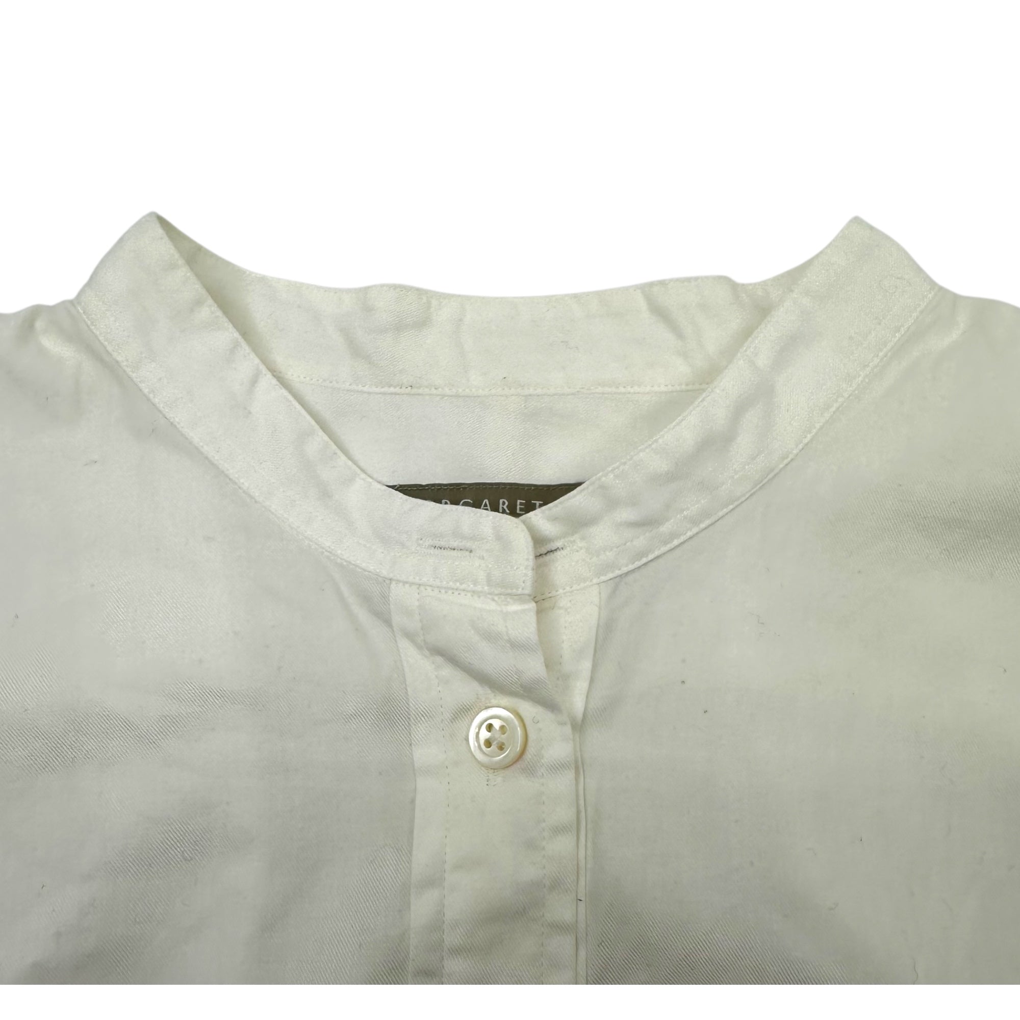 MARGARET HOWELL(マーガレットハウエル) Band collar pullover long sleeve shirt バンドカラー プルオーバー 長袖 シャツ 578-0253616 1(S程度) ホワイト