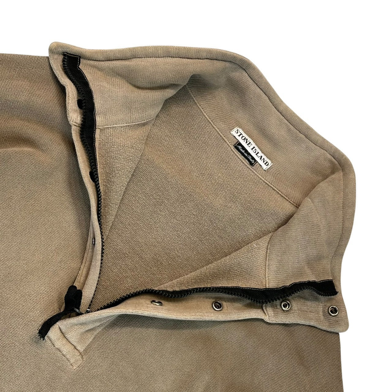 STONE ISLAND(ストーンアイランド) 98AW Half-Zip & Button Sweatshirt Pullover Shirt ハーフジップ＆ボタン スウェット プルオーバー シャツ 29156E43 L ベージュ 90's 90年代 アーカイブ