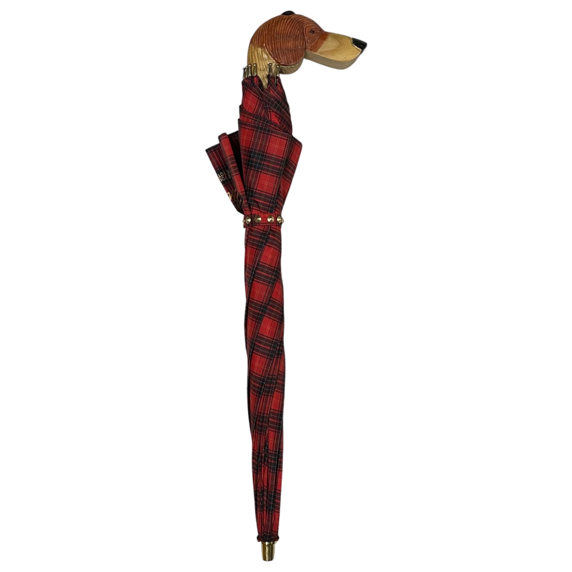 muveil(ミュベール) Dock Face Tartan Check Umbrella ドック フェイス タータン チェック アンブレラ レッド×ブラック 傘 犬