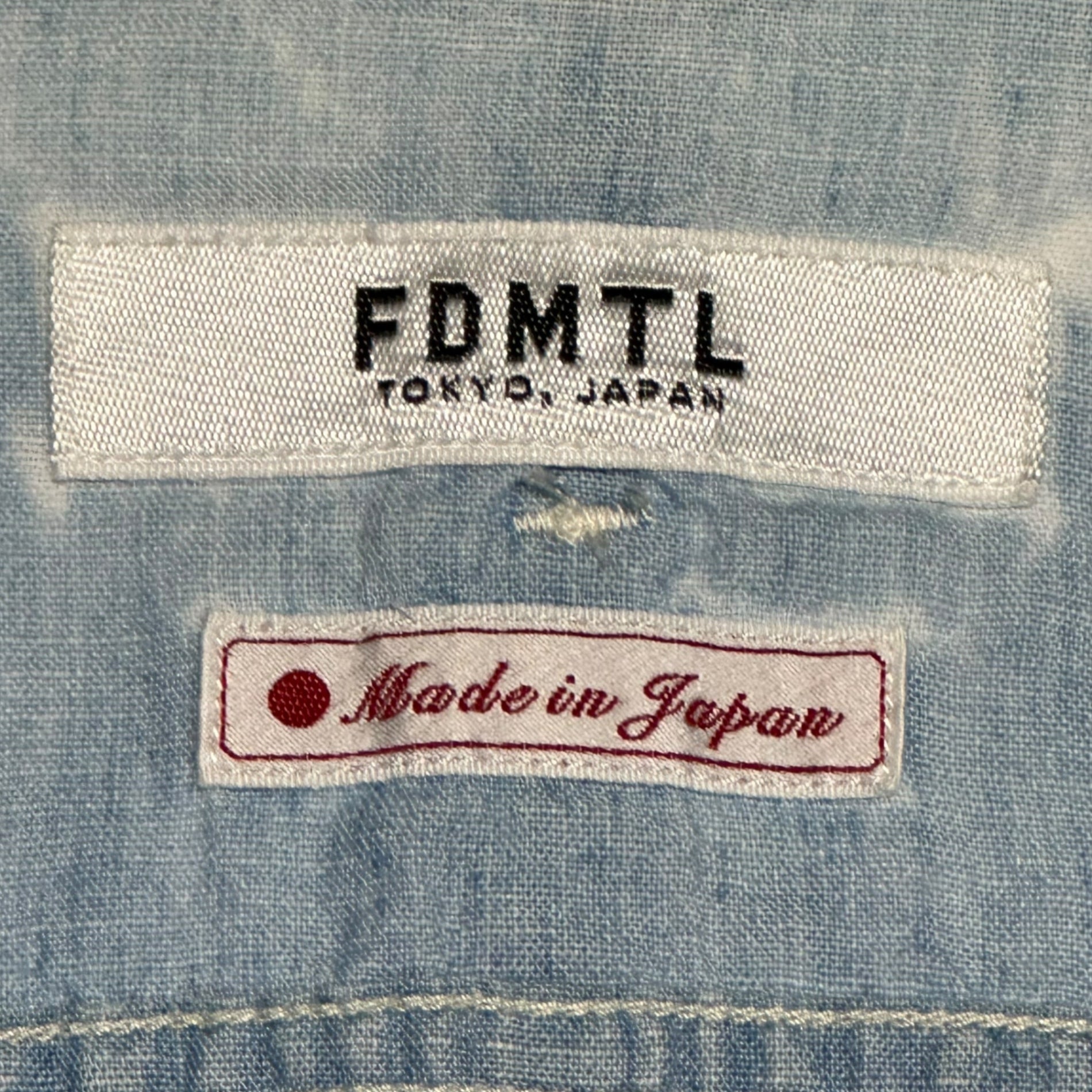 FDMTL(ファンダメンタル) Sashiko Patchwork L/S Western Denim Shirt 刺し子 パッチワーク 長袖 ウエスタン デニム シャツ S ライトインディゴ 日本製