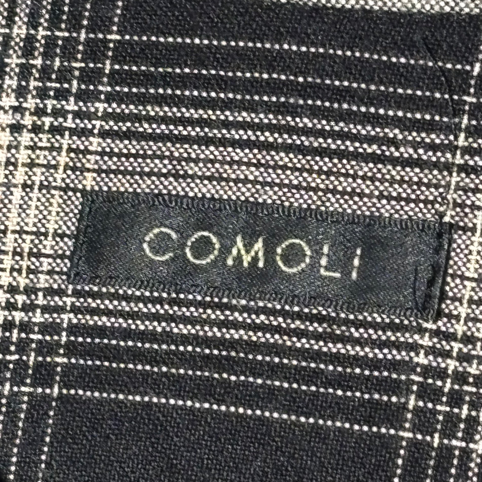 COMOLI(コモリ) 23SS  RAYON CHECK OPEN COLLAR SHIRT レーヨン チェック オープンカラー シャツ X01-02008 4 ブラック オンブレ