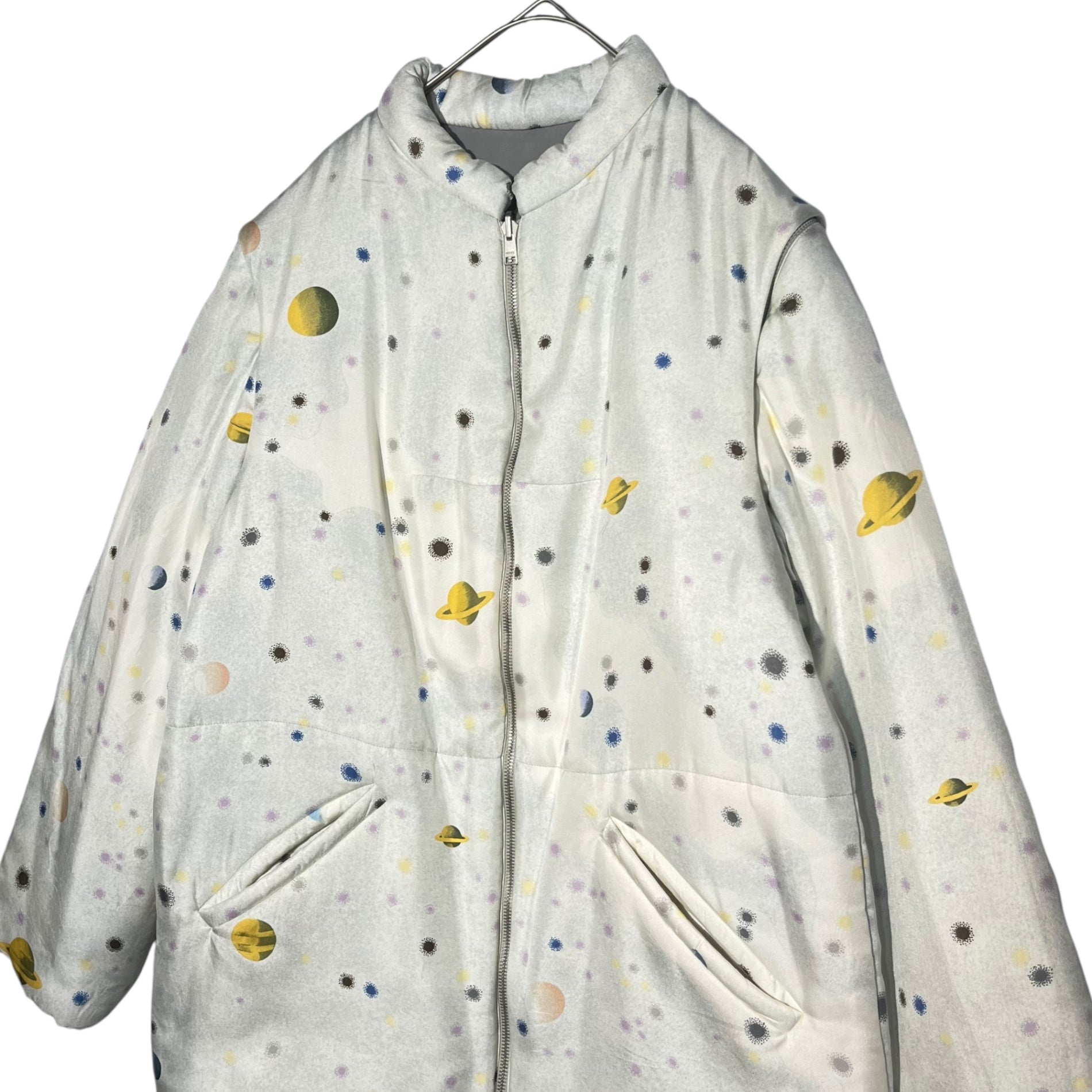 HERMES(エルメス) By MARGIELA Space print reversible padded jacket マルジェラ期 宇宙柄 リバーシブル 中綿 ジャケット SM グレー×ホワイト