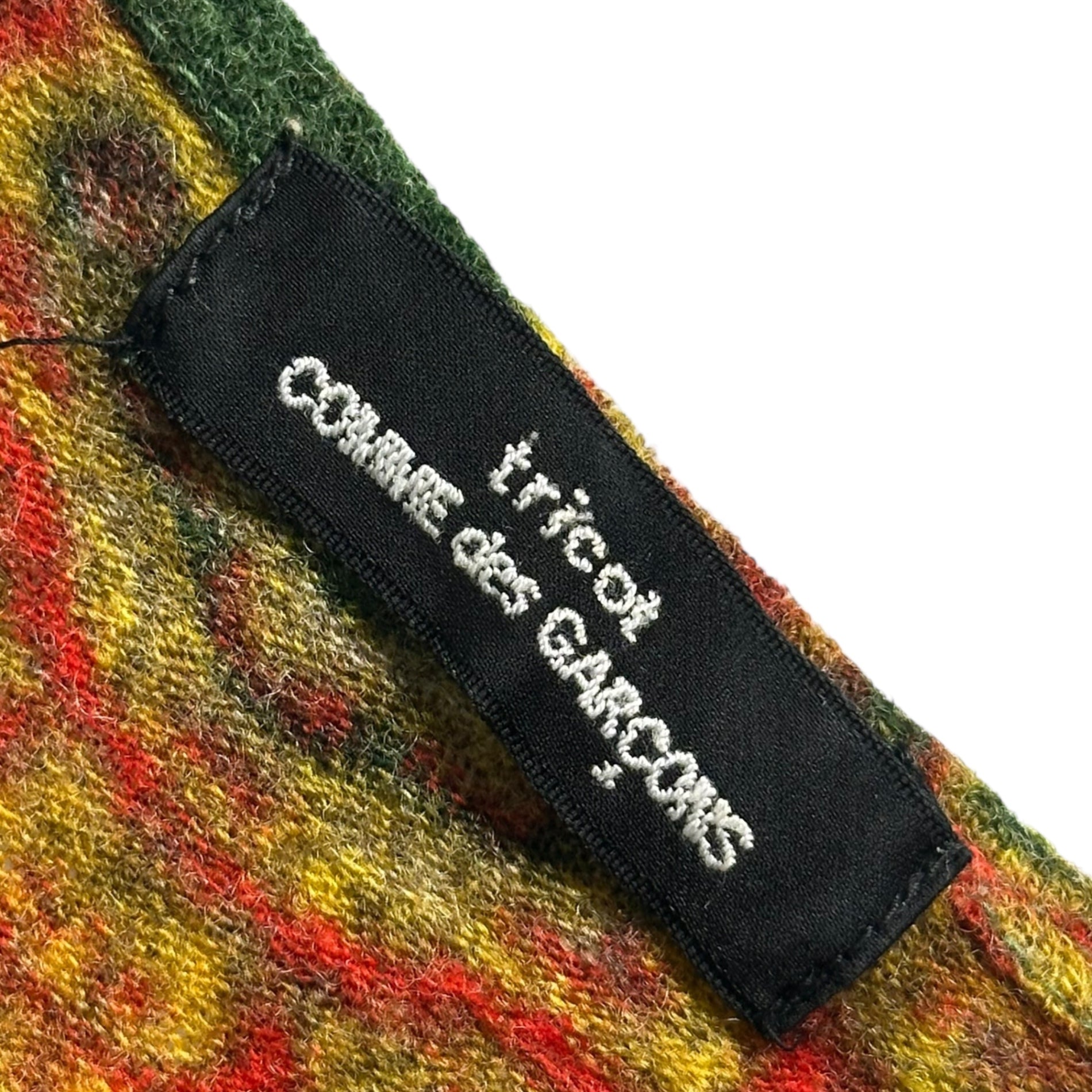 tricot COMME des GARCONS(トリココムデギャルソン) 03AW Persian Pattern Inside-Out Wool Cardigan ペルシャ柄 インサイド アウト ウール カーディガン TK-T034 表記無(M程度) グリーン×イエロー 00's
