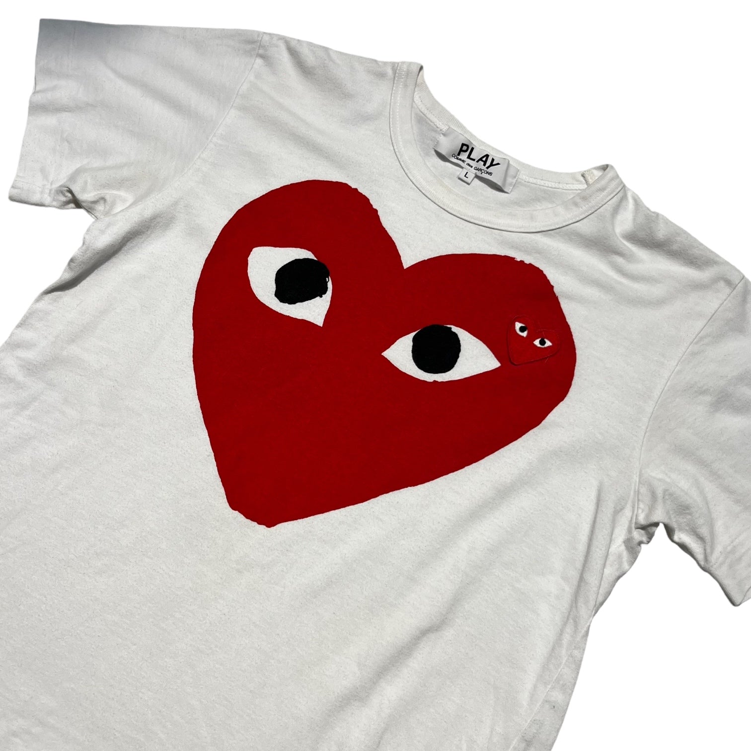 PLAY COMME des GARCONS(プレイコムデギャルソン) 07's OLD LOGO T-SHIRT オールド ロゴ Tシャツ AD2007 L ホワイト×レッド