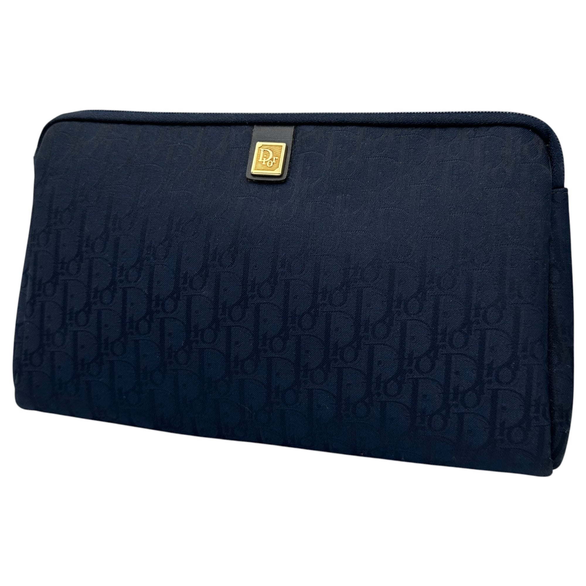 Christian Dior(クリスチャンディオール) 1970's Trotter pouch トロッター ポーチ ネイビー 70年代 alieeジップ ヴィンテージ コスメ