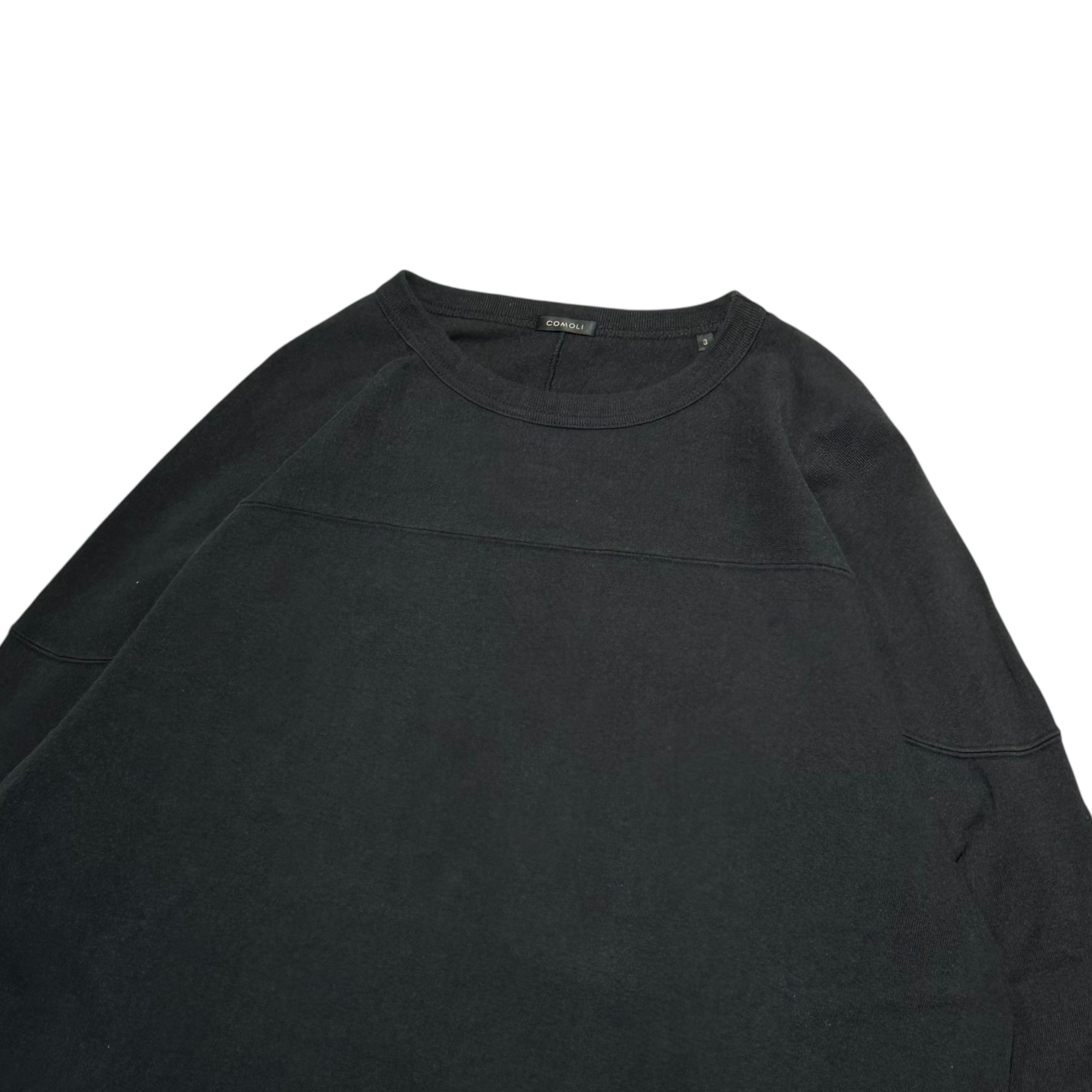 COMOLI(コモリ) 23SS Football T-shirt フットボール Tシャツ X01-05005 3 フェードブラック 長袖 スウェット