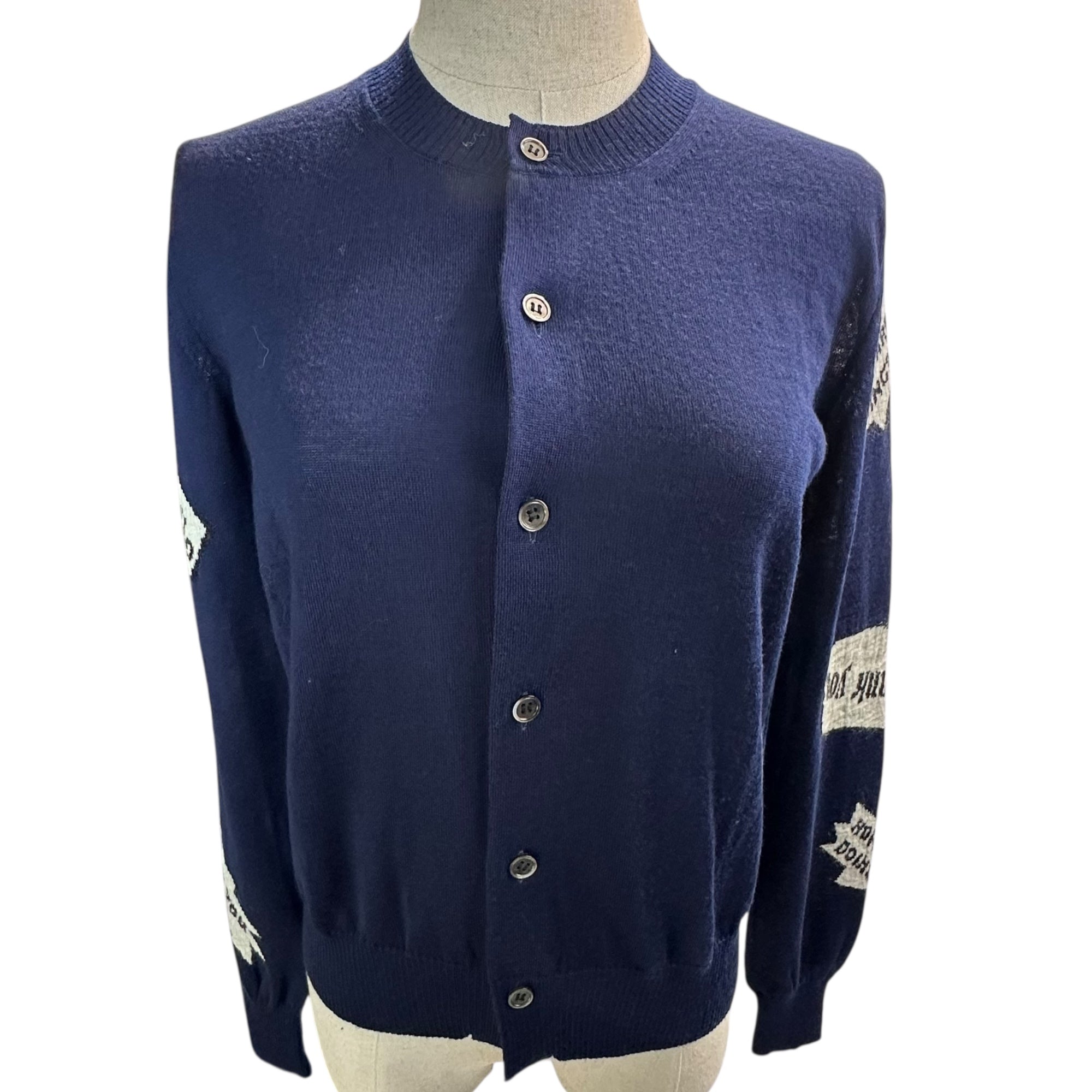 tricot COMME des GARCONS(トリココムデギャルソン) 15AW Speech Bubble Design Mohair-Blend Wool Button Cardigan 吹き出し セリフ デザイン モヘア混 ウール ボタン カーディガン TP-N207 FREE ネイビー AD2015