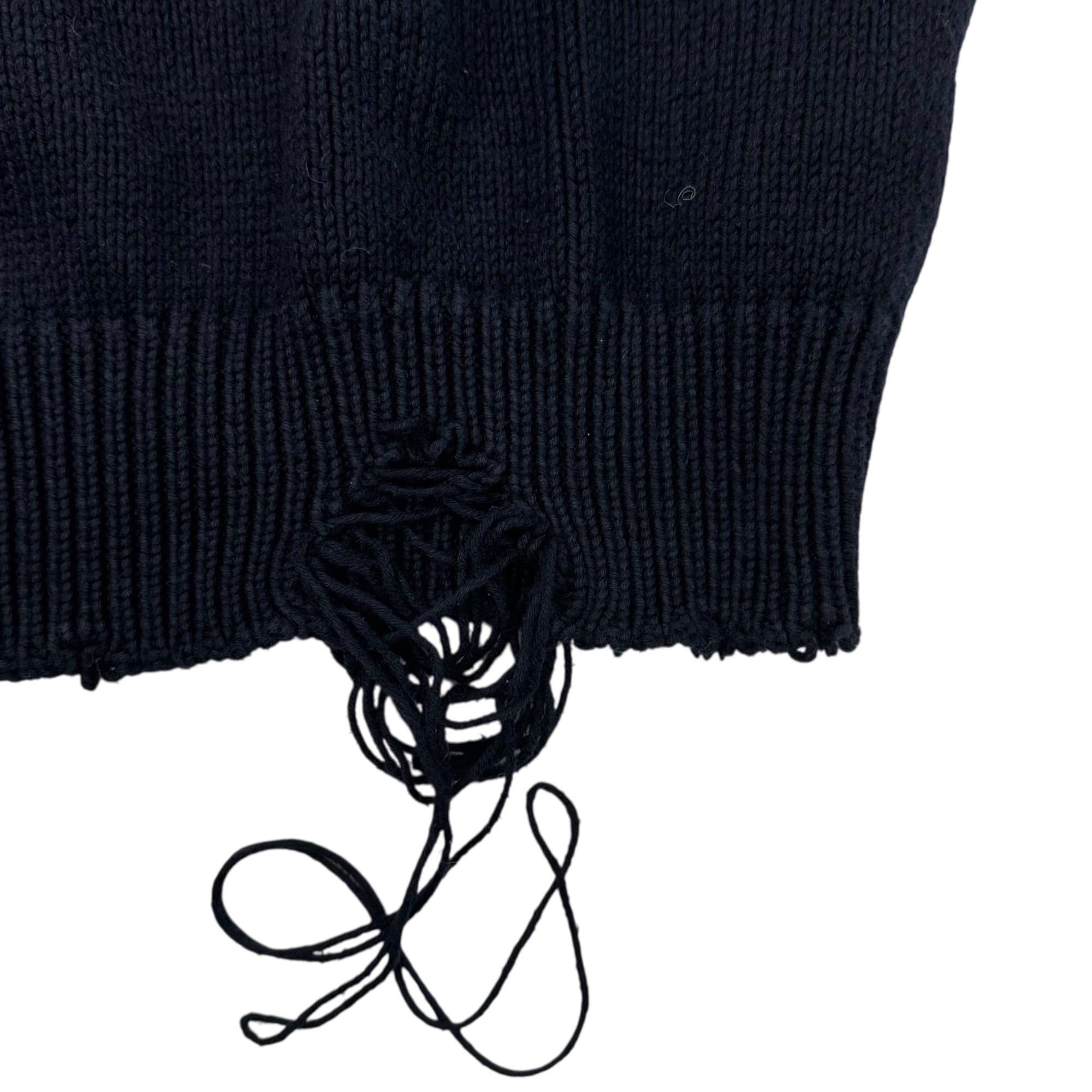 MAISON MARGIELA(メゾンマルジェラ) 20SS GAUGE 5 JERSEY DESTROYED デストロイ コットン クルーネック ニット S50GP0136 M ネイビー ダメージ加工