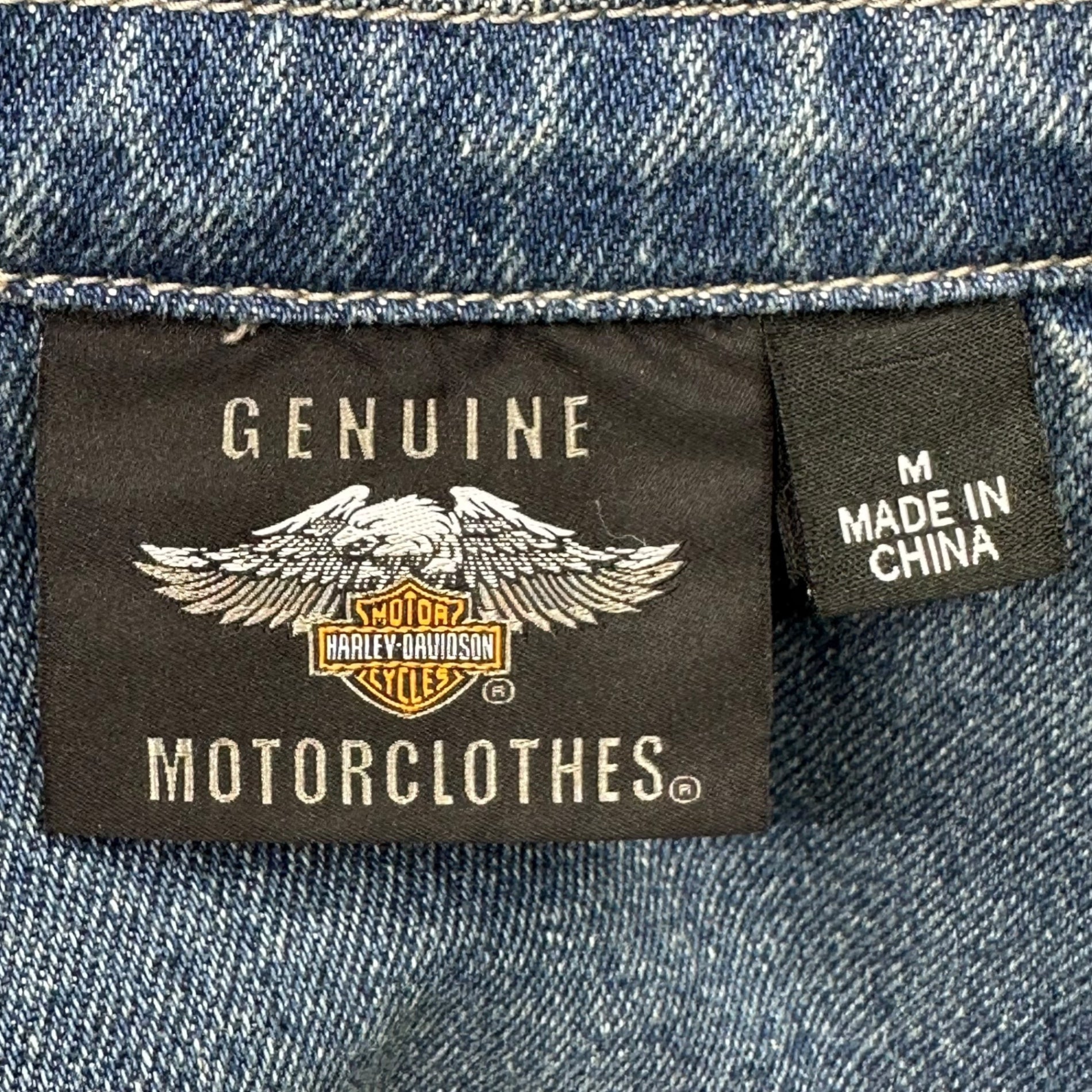 HARLEY DAVIDSON(ハーレーダビッドソン) back logo patch denim jacket バックロゴ パッチ ジャケット M インディゴ バイク 刺繍