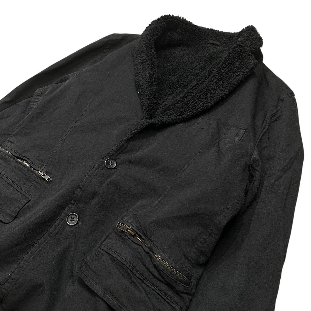 COMME des GARCONS HOMME(コムデギャルソンオム) 2005AW Piece-Dyed Faux Fur-Lined Jacket 製品染め 内ボア ジャケット HP-J049 L ブラック AD2005 00s アーカイブ