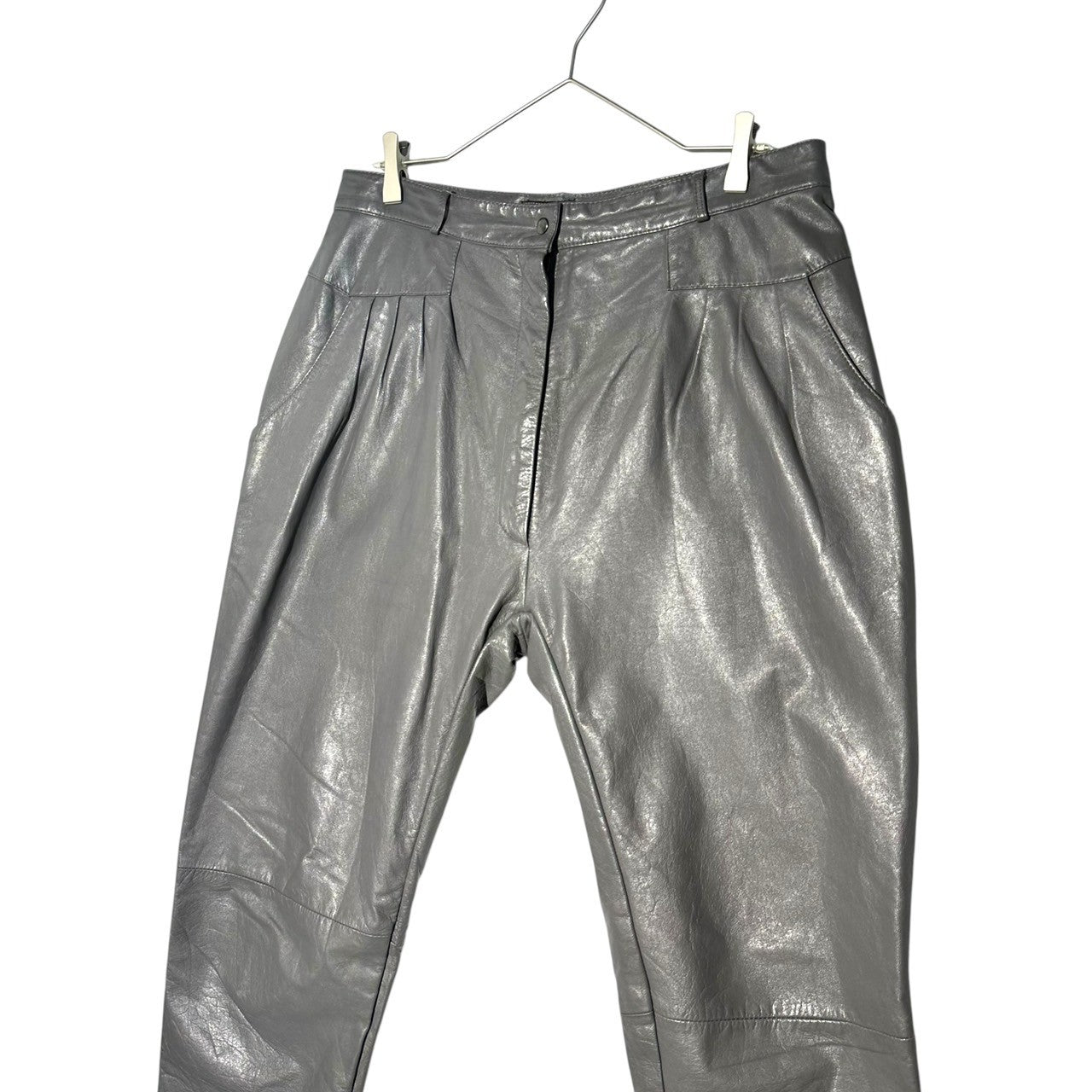 Toffs(トフズ) 90’s 4-tactapered leather pants 4タック テーパード レザー パンツ 表記無(XL程度) グレー 90年代 ヴィンテージ