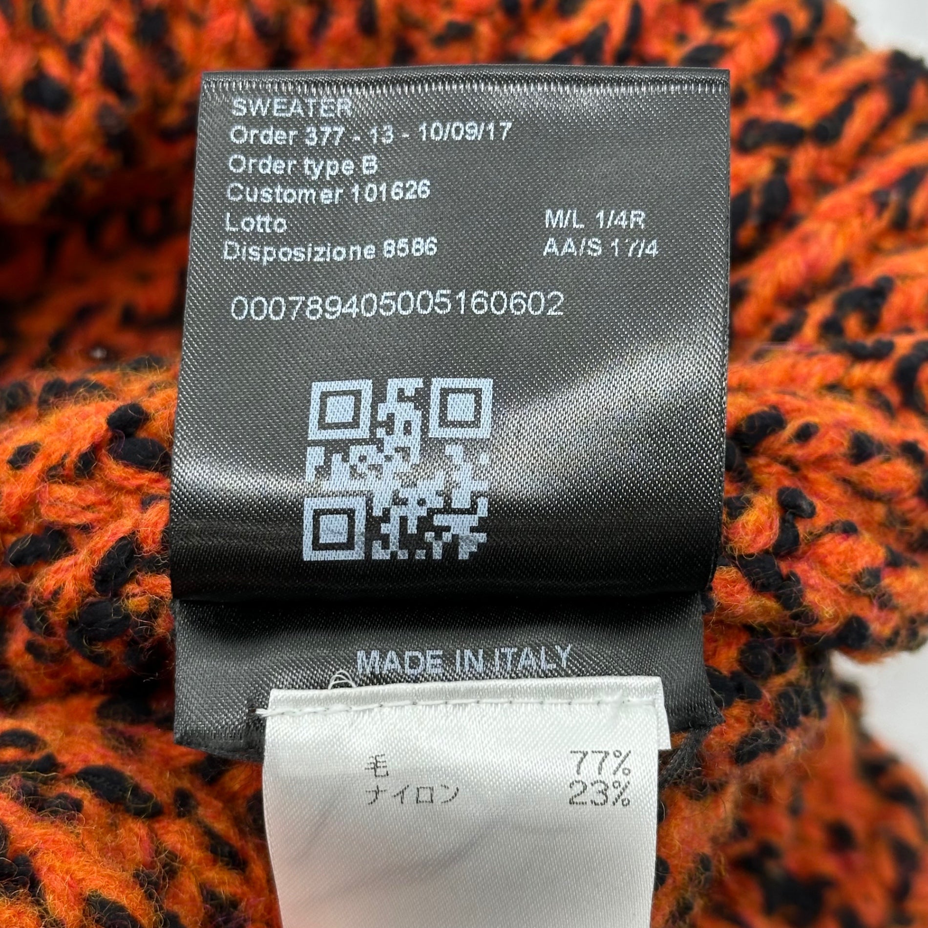 CALVIN KLEIN 205W39NYC(カルバンクライン) Low-gauge wool knit ローゲージ ウール ニット 74MKTA98 XS オレンジ ラフシモンズ期